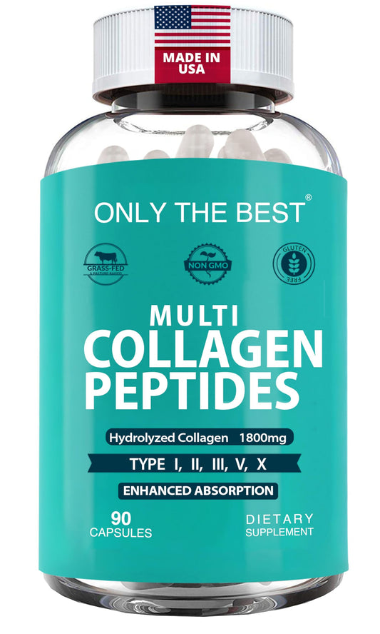 Premium Multi Collagen Peptides Capsules 1800mg - Types I, II, III, V, X To Support Skin, Hair, Nails - Helps Bones, Joints, Muscles, & Digestive Health Only The BestUS supplements