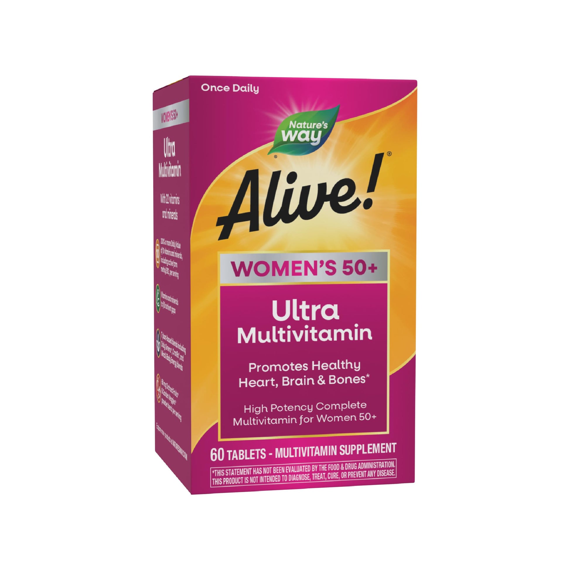 Nature’s Way Alive! Ultra Potency Multivitamin for Women 50 Plus, Complete High Potency Formula with Vitamin D3, C, E, Methylated B12, Supports, Heart, Brain, and Bone Health*, 60 Tablets Nature's Way Au supplements