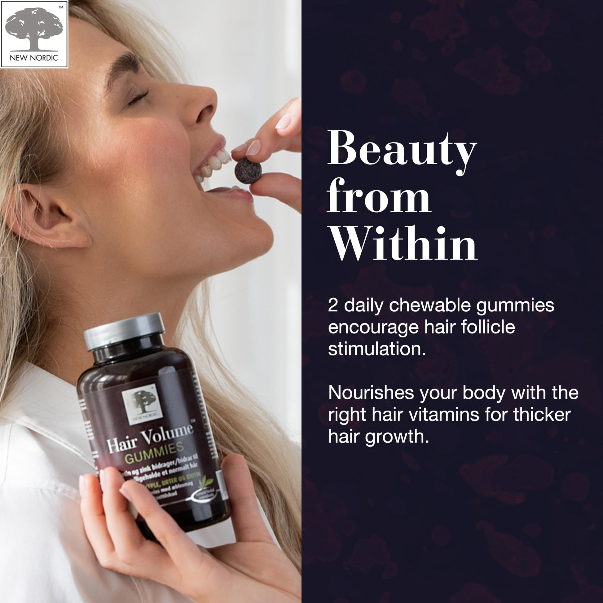 NEW NORDIC Hair Volume Gummies, 2500 mcg Biotin, Daily Hair Vitamins Supplement to Support Hair Skin & Nails, Vegan, 60 Count (Pack of 3) NEW NORDIC Au supplements
