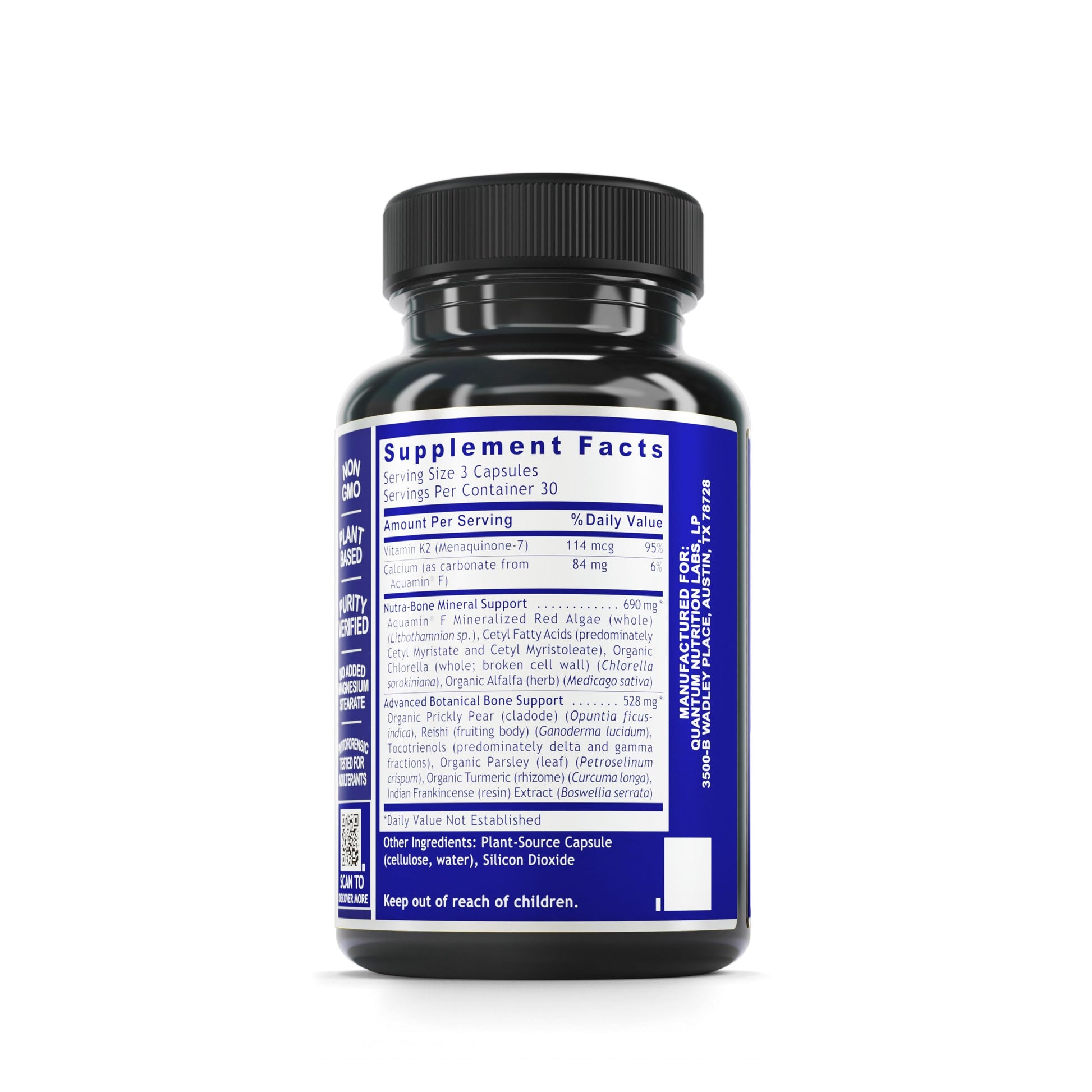 Quantum Nutrition Labs Quantum Bone Health - Bone Health Vitamins, Bone Strength Supplement for Women and Men, Organic Calcium Supplement with Fermented Vitamin K2, Bone Health Support - 90 Capsules Quantum Nutrition Au supplements