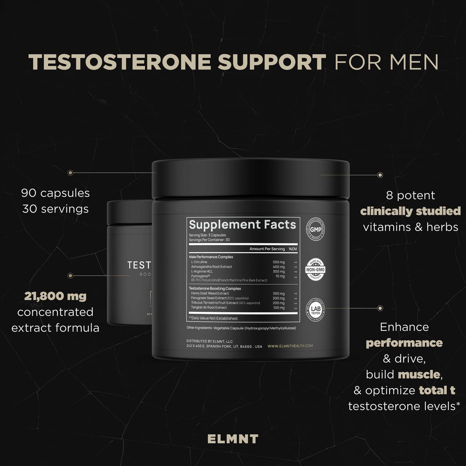 21,800mg Testosterone Booster for Men 8X Strength w. Ashwagandha, Tongkat Ali TERRA ELMNT Au supplements