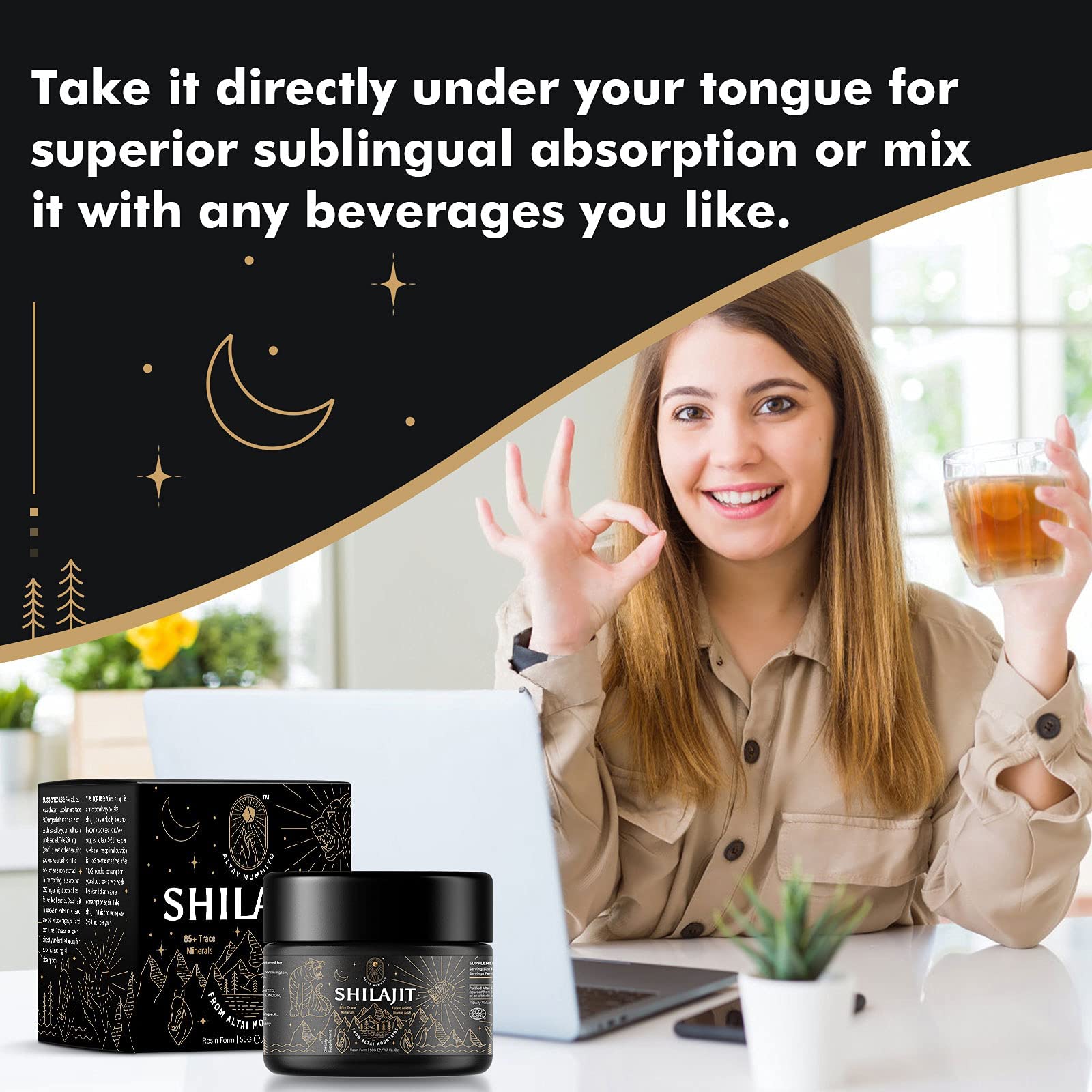Shilajit Resin with Fulvic Acid & Trace Minerals, Original Siberian Pure Shilajit with 85+ Humic ALTAY MUMMIYO Au supplements