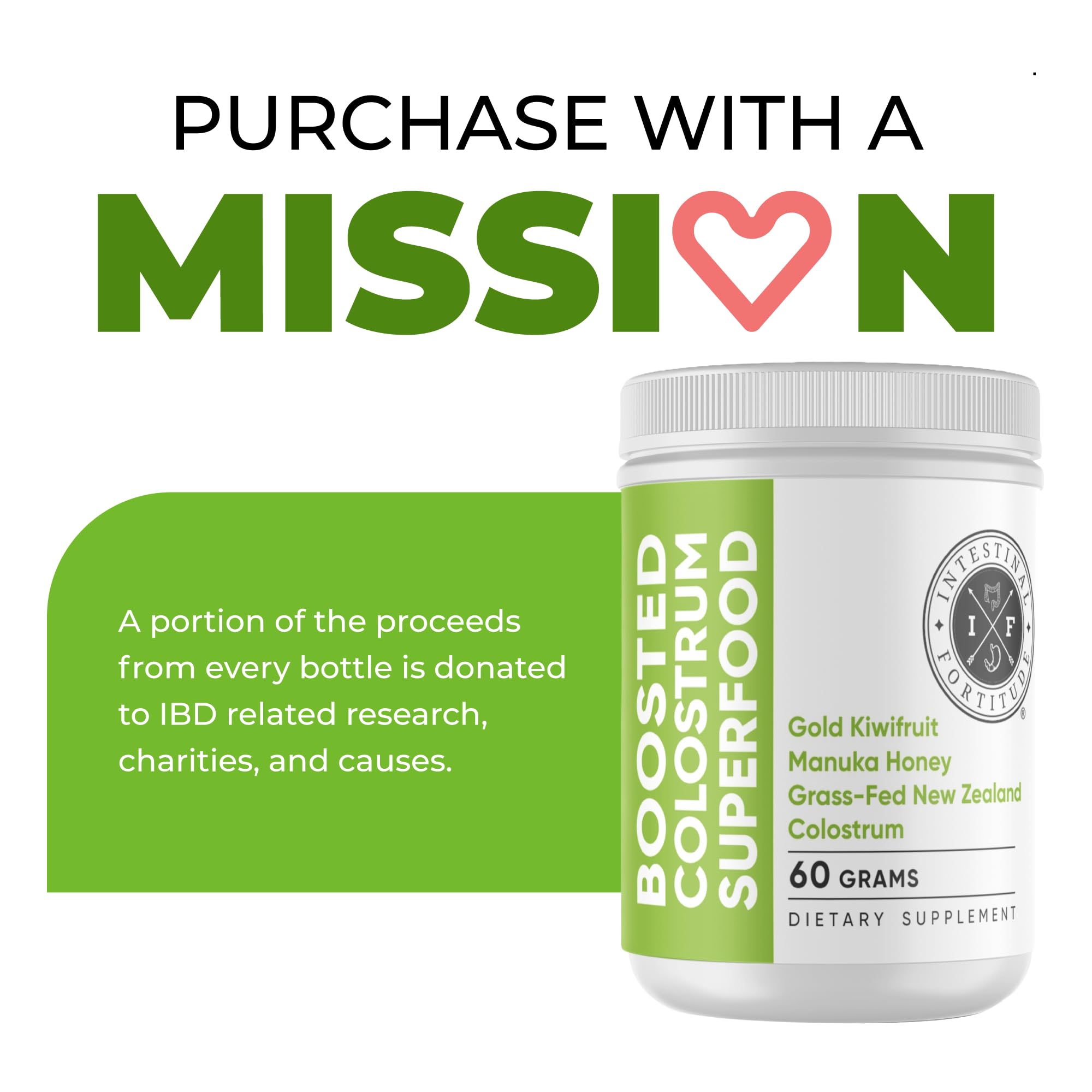 Intestinal Fortitude Boosted Colostrum Superfood Dietary Supplement: Grass-Fed New Zealand Bovine Colostrum, Gold Kiwifruit, Manuka Honey, for Digestion, Immune System, and Gut Health (60 Grams) Intestinal Fortitude Au supplements