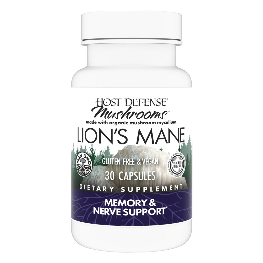 Host Defense Mushrooms Lion's Mane - Brain Health Support Supplement for Focus & Memory Function - Immune & Nervous System Support Supplement- 30 Capsules Host Defense uk supplements