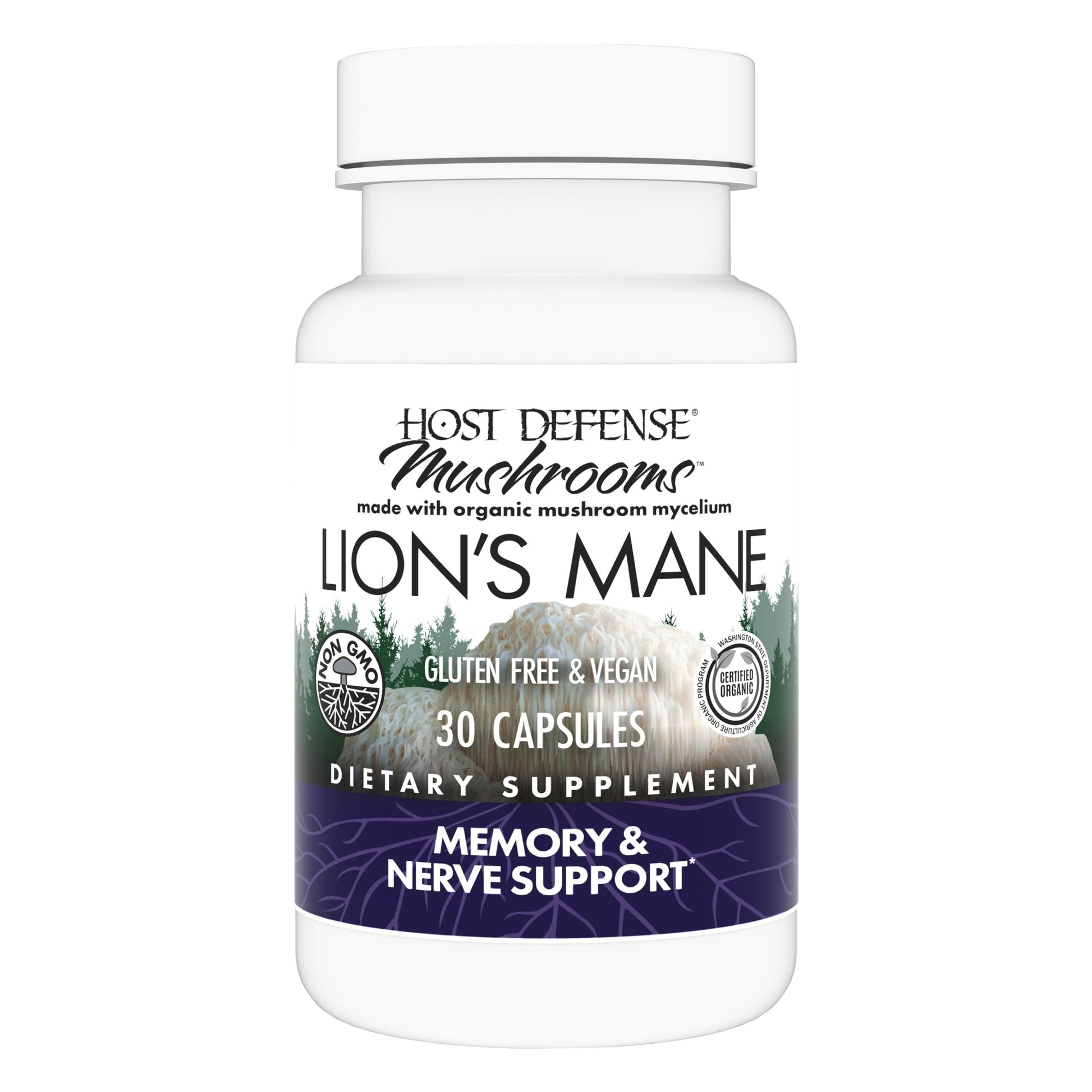 Host Defense Mushrooms Lion's Mane - Brain Health Support Supplement for Focus & Memory Function - Immune & Nervous System Support Supplement- 30 Capsules Host Defense Au supplements