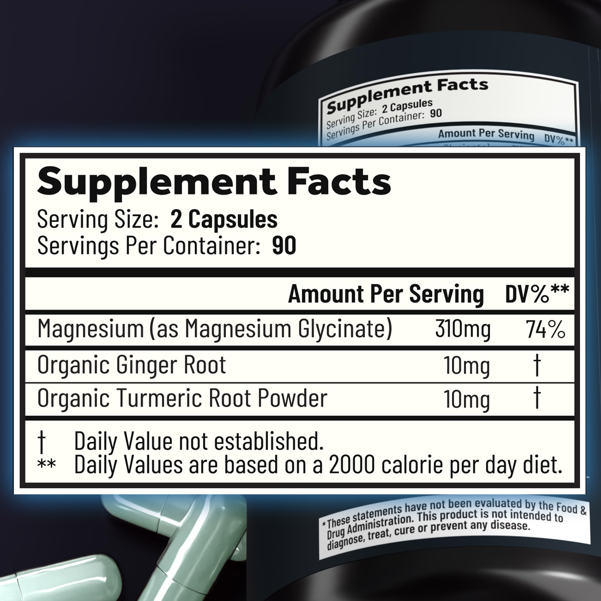 Magnesium Glycinate Capsules with Organic Turmeric and Ginger - 180 Vegan Capsules for Sleep, Relaxation, Muscle Cramps and Immune Support Holistic Method Au supplements