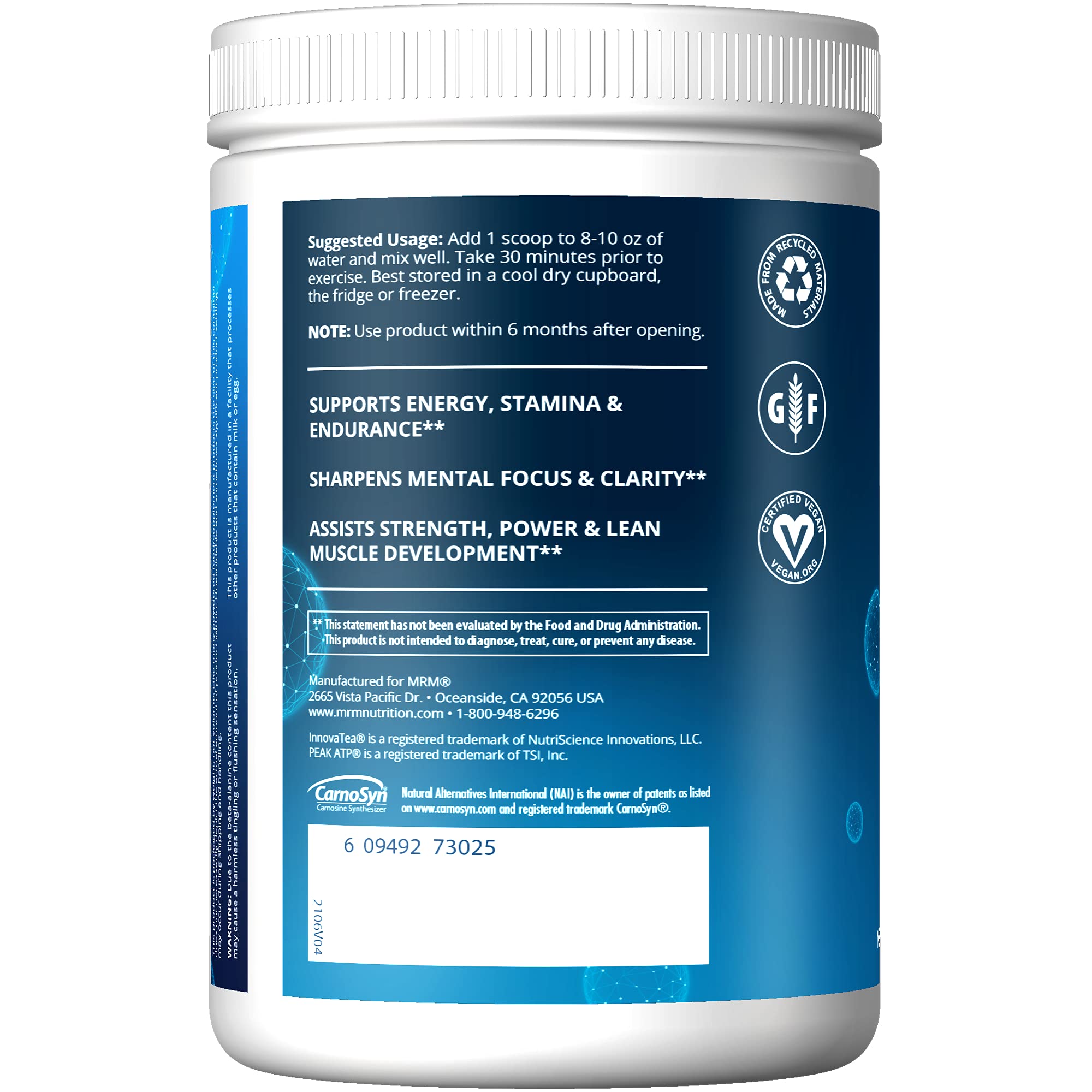 MRM Nutrition Driven Pre-Workout Powder | Strawberry Kiwi Flavored | 125mg Caffeine MRM Au supplements