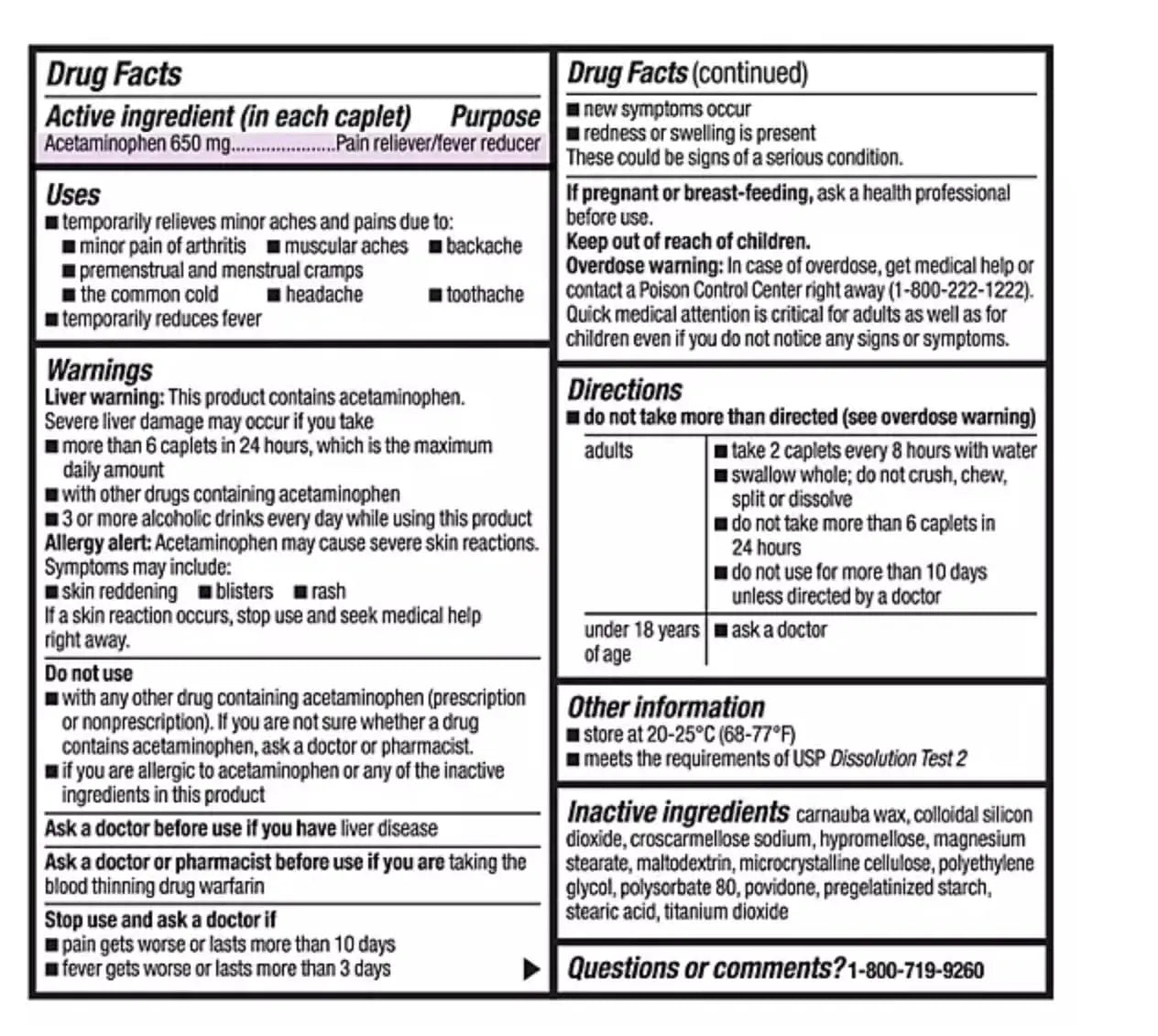 Compare to Tylenol Arthritis Pain Active Ingredient. - Member's Mark - Arthritis Pain Reliever, Extended Release, Acetaminophen 650 mg, 400 CapletsQ MEMBER´S MARK Au supplements