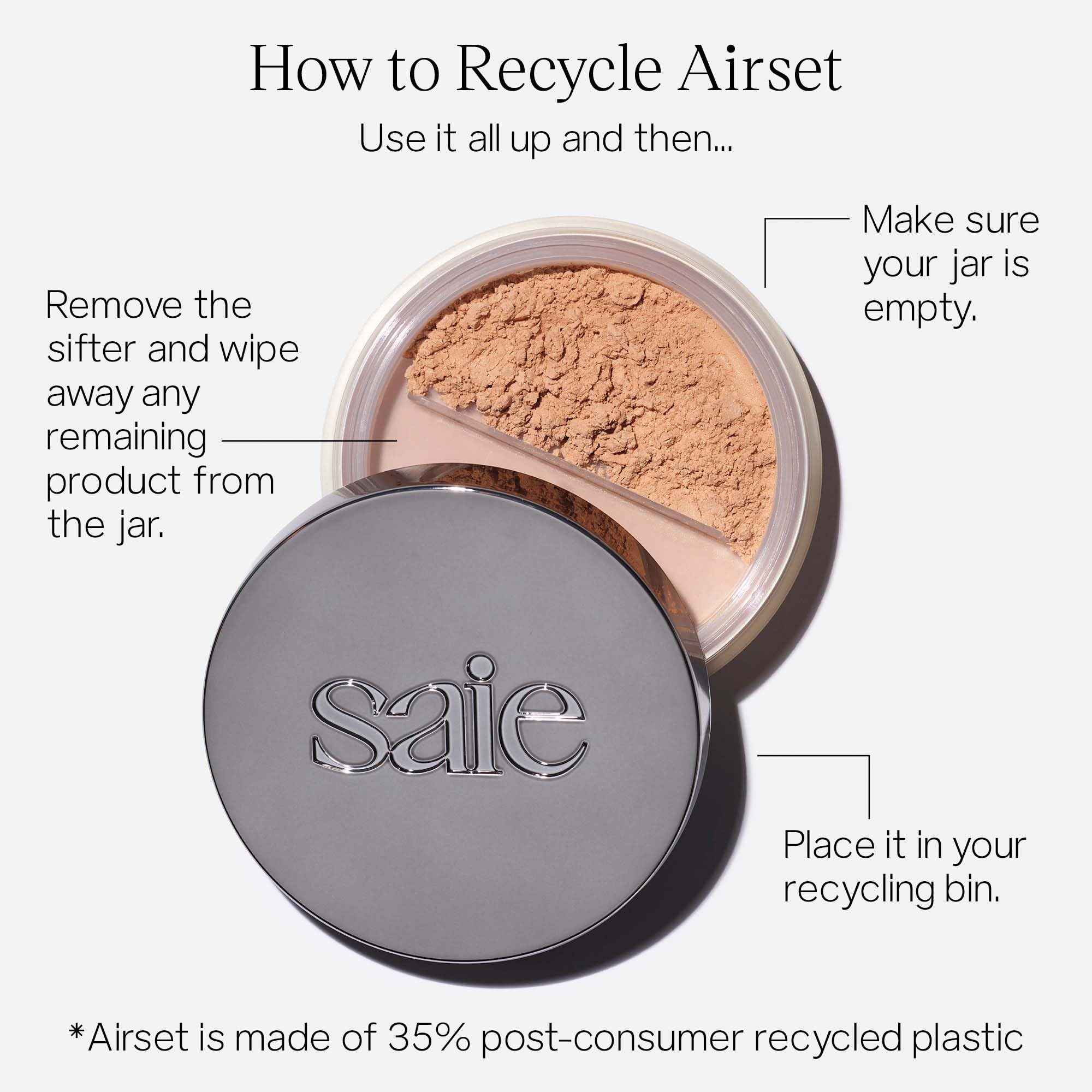 Saie Airset Radiant Loose Setting Powder - Weightless Face Powder to Set, Smooth + Diffuse Face Makeup - Formulated with Hydrating Squalane - Translucent (0.14 oz) Saie Au supplements