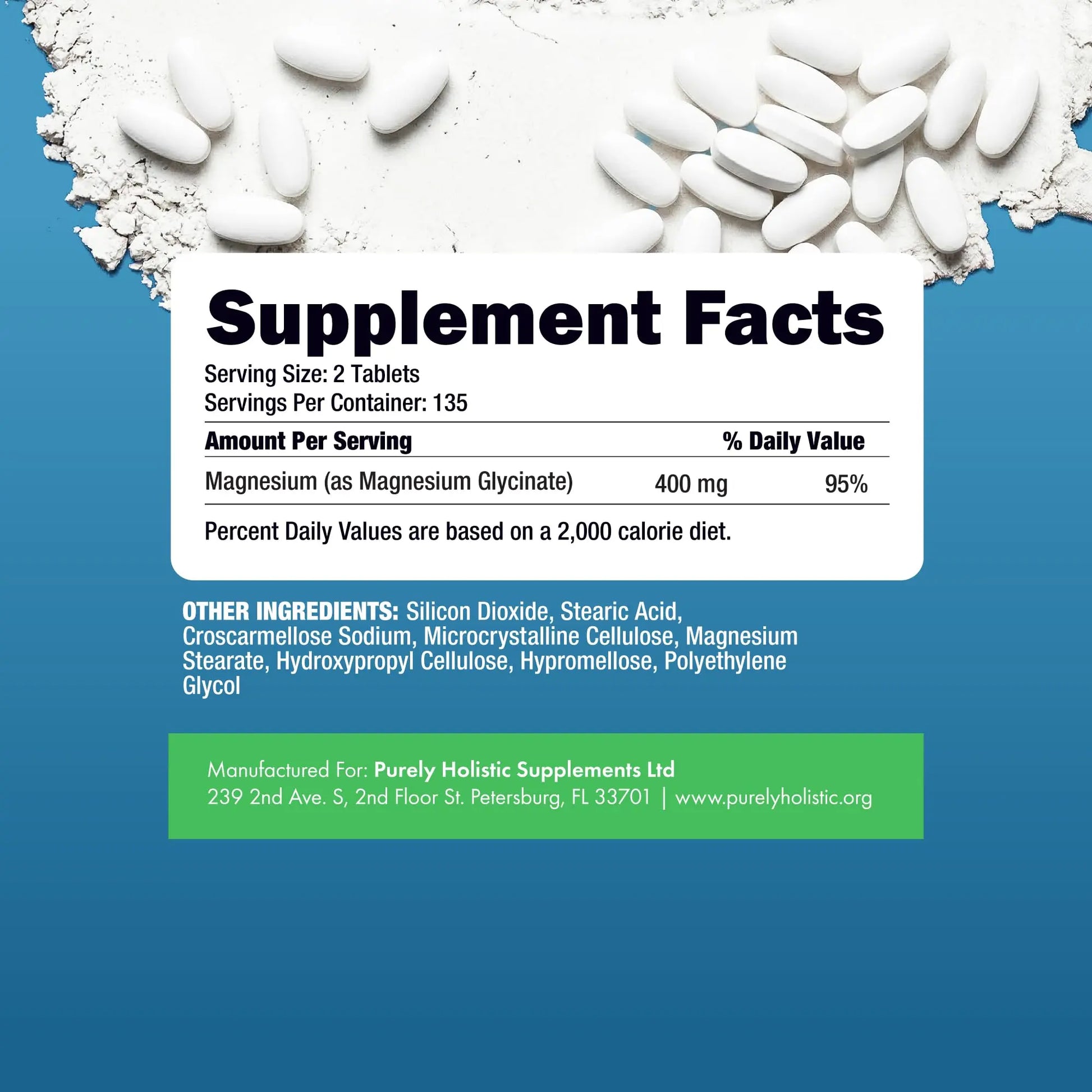 Magnesium Glycinate 400mg | 4+ Month Supply | Sleep, Relaxation & Muscle Support | High Absorption Chelated Magnesium Supplement for Women & Men | Gentle on Digestion | Vegan | 270 Tablets Purely Holistic Au supplements