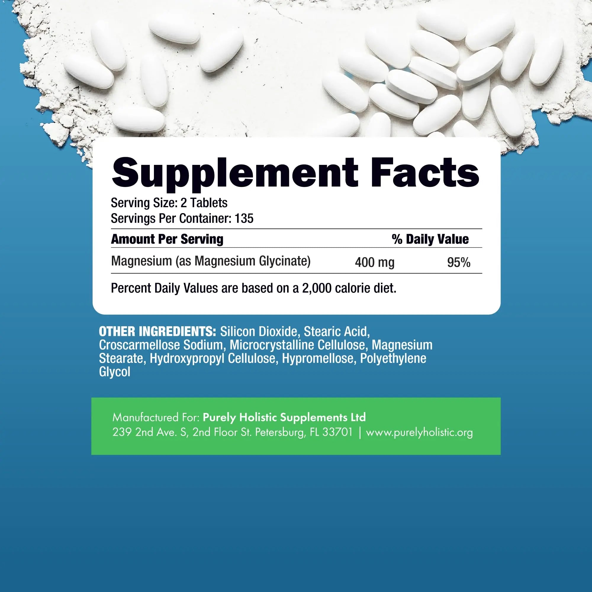 Magnesium Glycinate 400mg | 4+ Month Supply | Sleep, Relaxation & Muscle Support | High Absorption Chelated Magnesium Supplement for Women & Men | Gentle on Digestion | Vegan | 270 Tablets Purely Holistic Au supplements