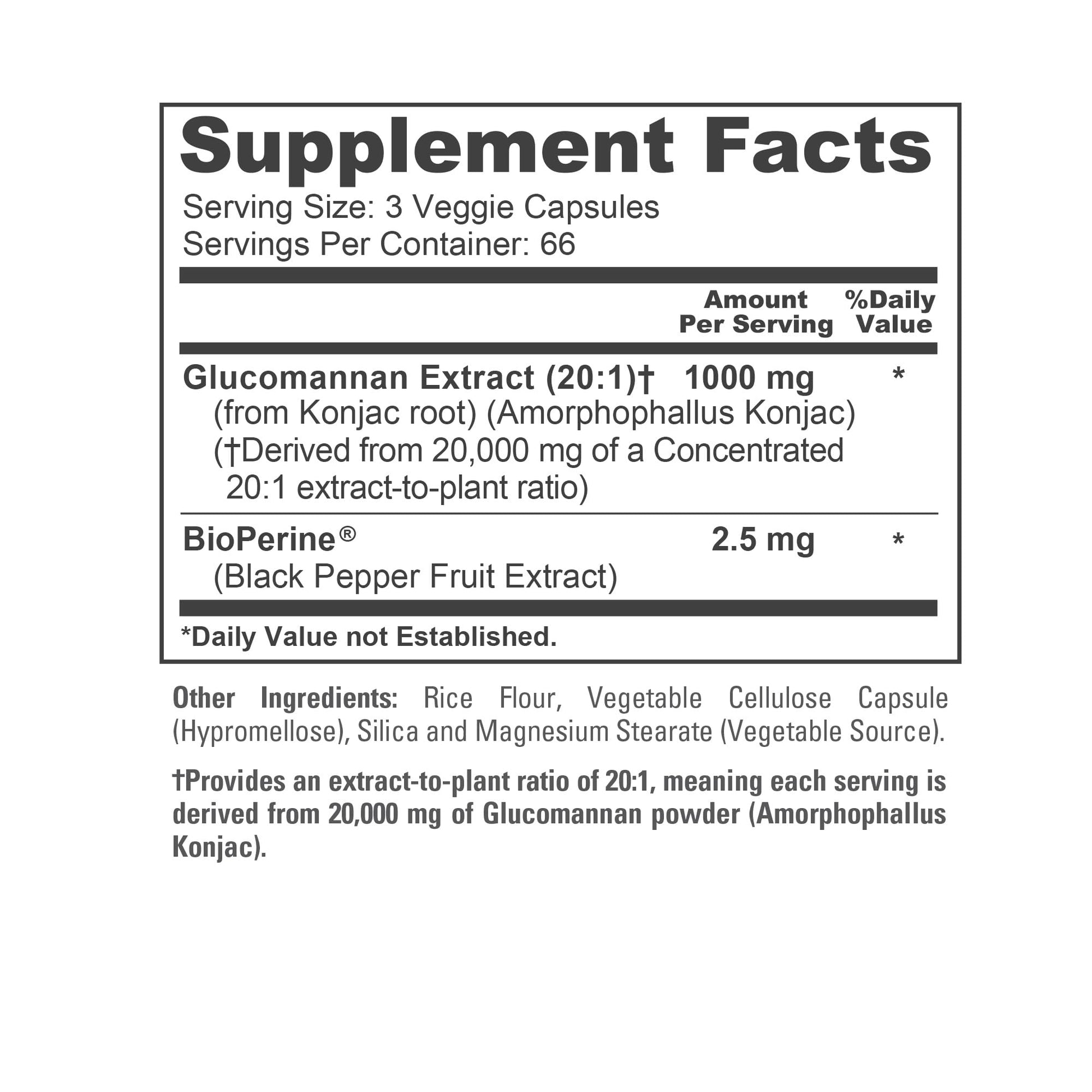 NusaPure Glucomannan 20,000 mg per Serving 200 VCaps (20:1 Extract, BioPerine Non-GMO, Vegan) Konjac Root NusaPure Au supplements