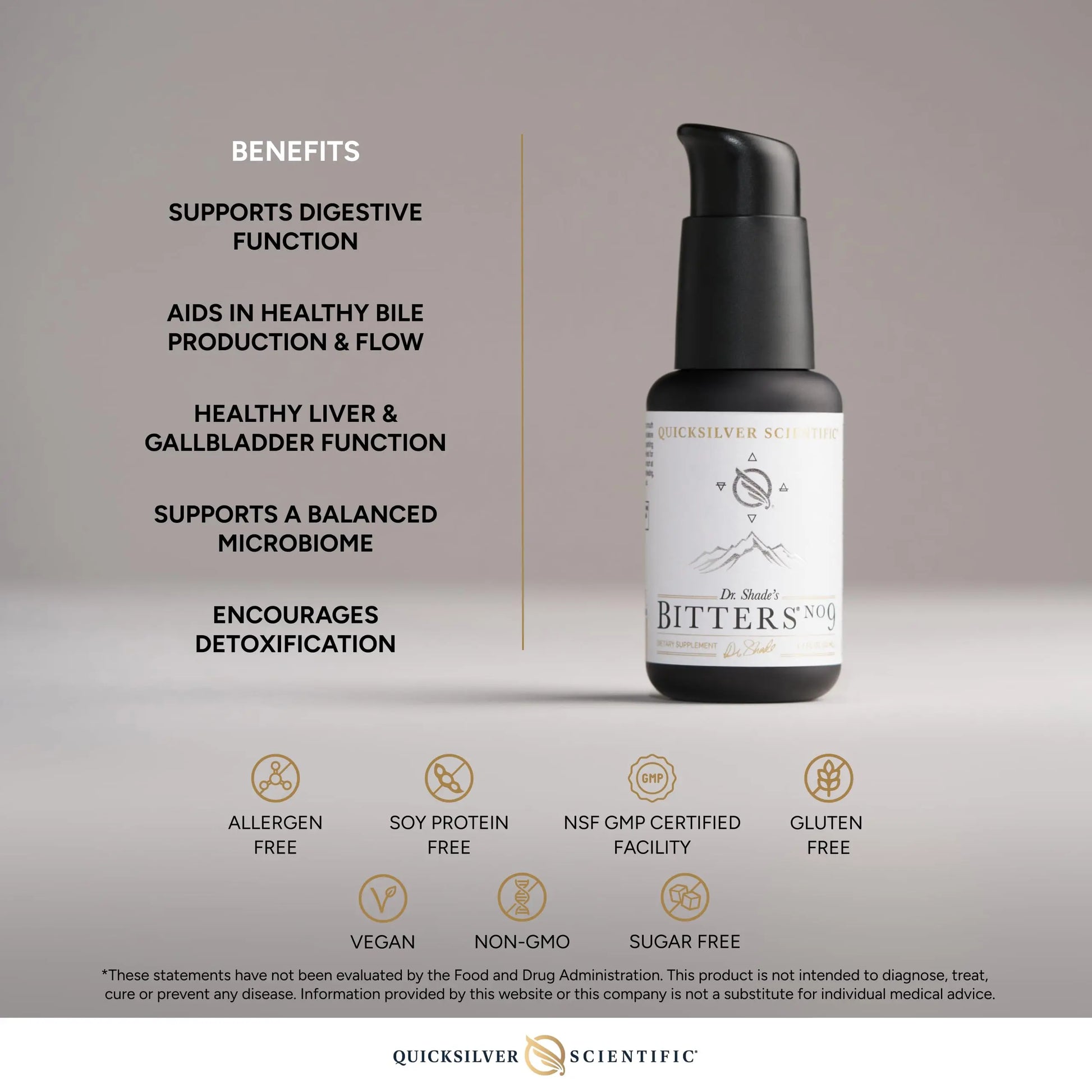 Quicksilver Scientific Dr. Shade's Bitters No. 9 - for Digestion - Fast Acting Liposomal Digestive Bitters with Milk Thistle, Burdock Root & Juniper Essential Oil - Digestive Support (50ml) Quicksilver Scientific Au supplements