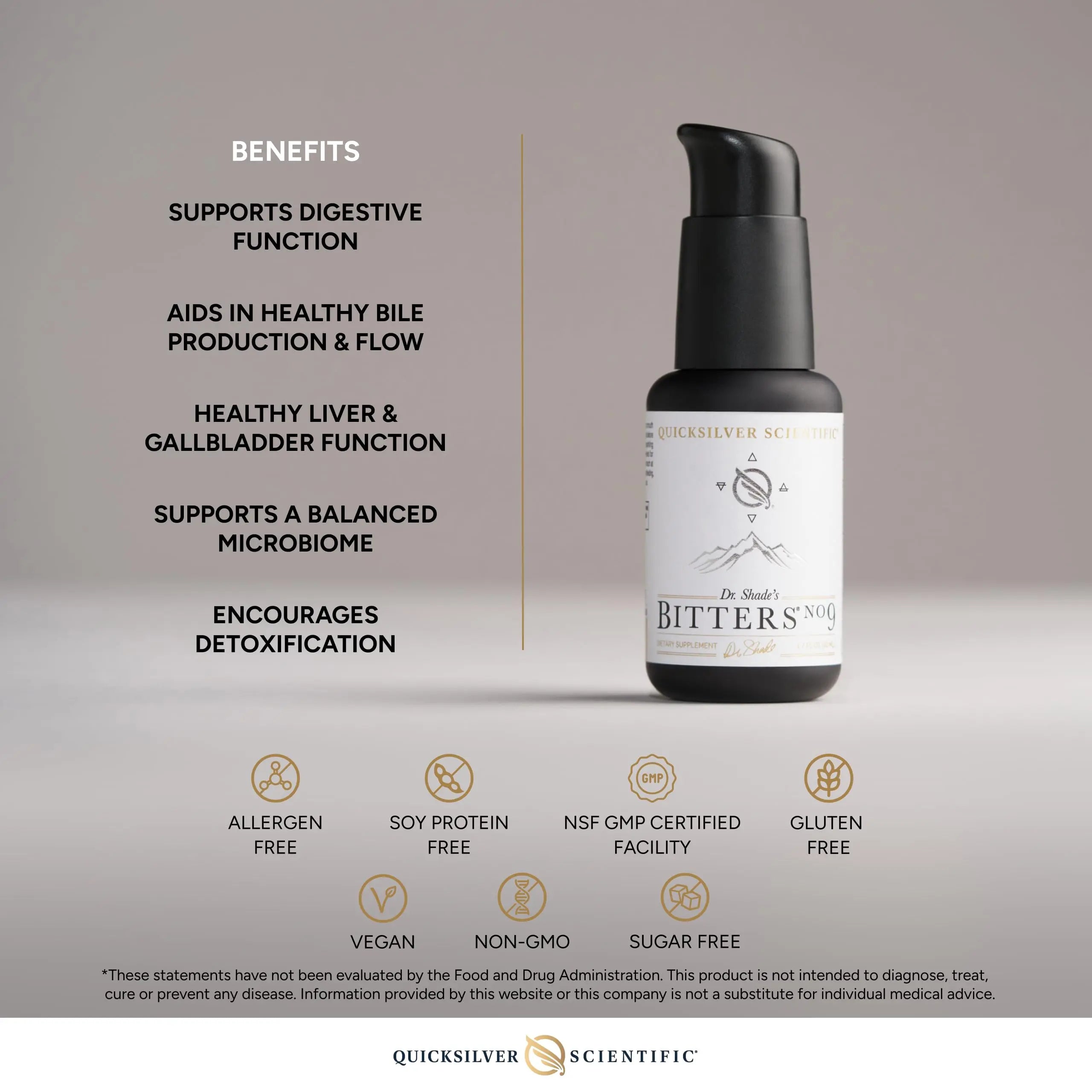 Quicksilver Scientific Dr. Shade's Bitters No. 9 - for Digestion - Fast Acting Liposomal Digestive Bitters with Milk Thistle, Burdock Root & Juniper Essential Oil - Digestive Support (50ml) Quicksilver Scientific Au supplements
