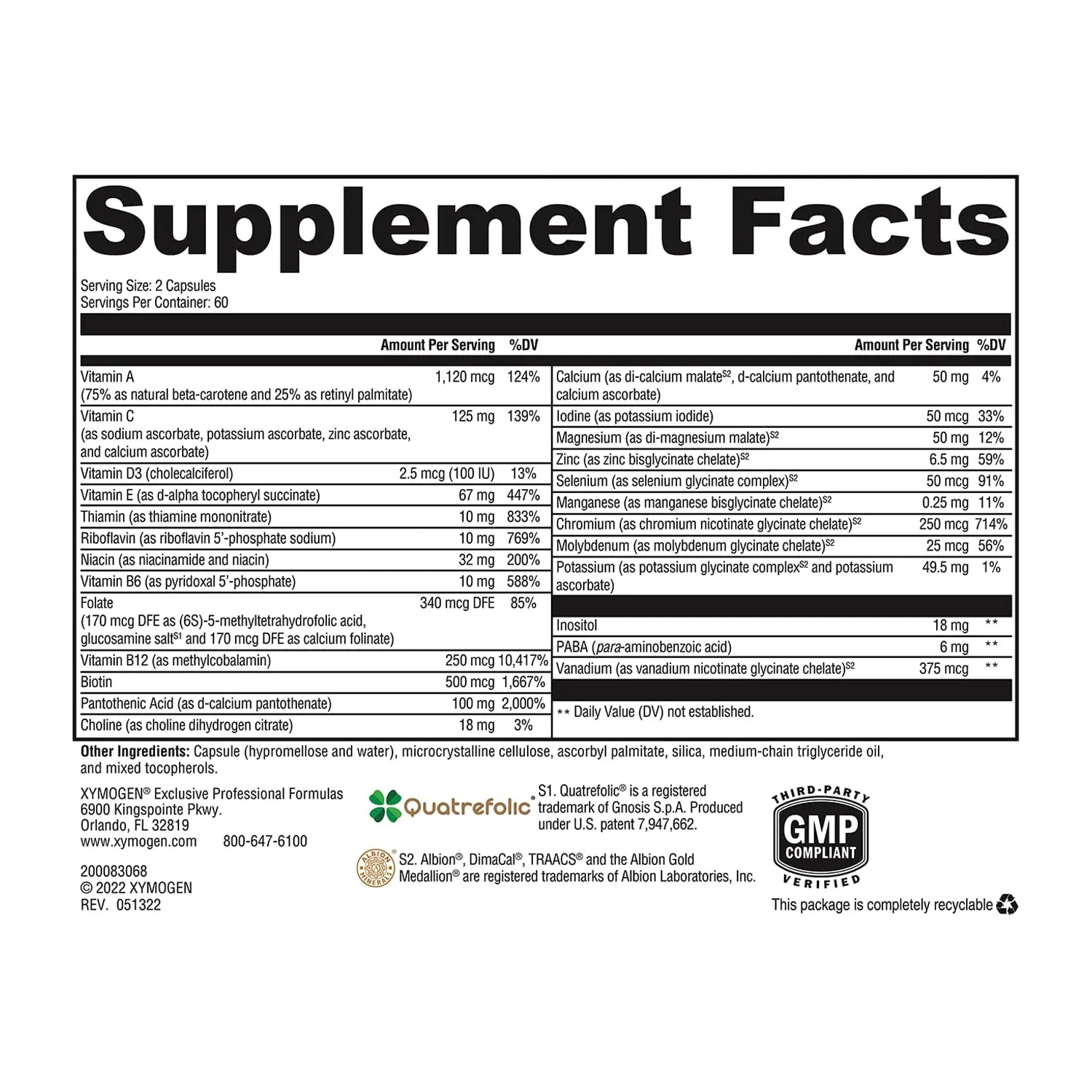 XYMOGEN ActivNutrients Without Copper & Iron - Multimineral Multivitamin for Men + Women with Folate, B12, Zinc and Vitamin C XYMOGEN Au supplements