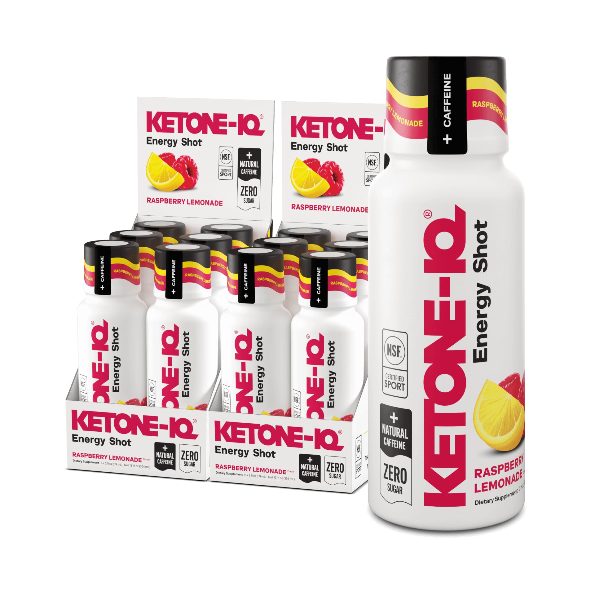 Ketone-IQ Exogenous Ketone Energy Shots with Caffeine - 12 Pack of Green Tea Caffeine Shots with 5g Bioidentical Ketones and B Vitamins - Fast Acting, On The Go Clean Energy Drink (Raspberry Lemonade) Ketone-IQ Au supplements