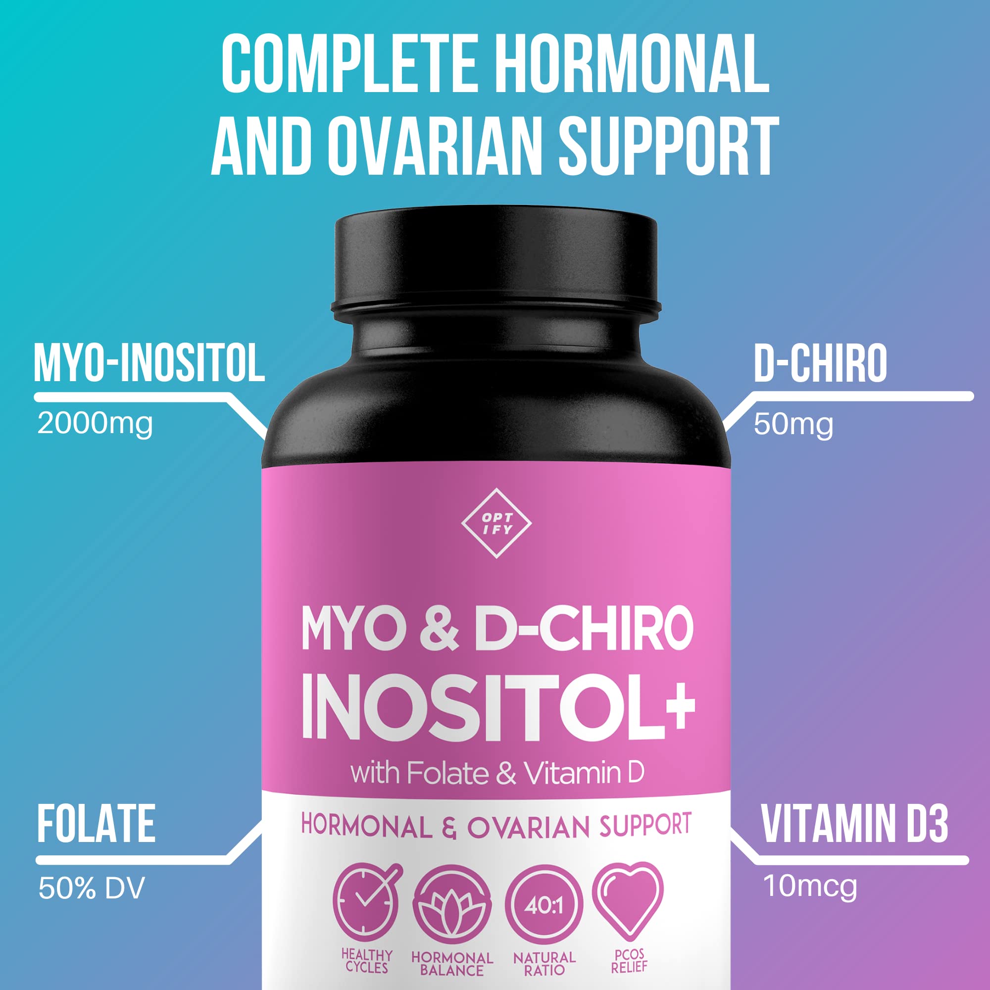 Premium Inositol Supplement Bundle - Myo-Inositol and D-Chiro Inositol Plus Folate Optify Au supplements