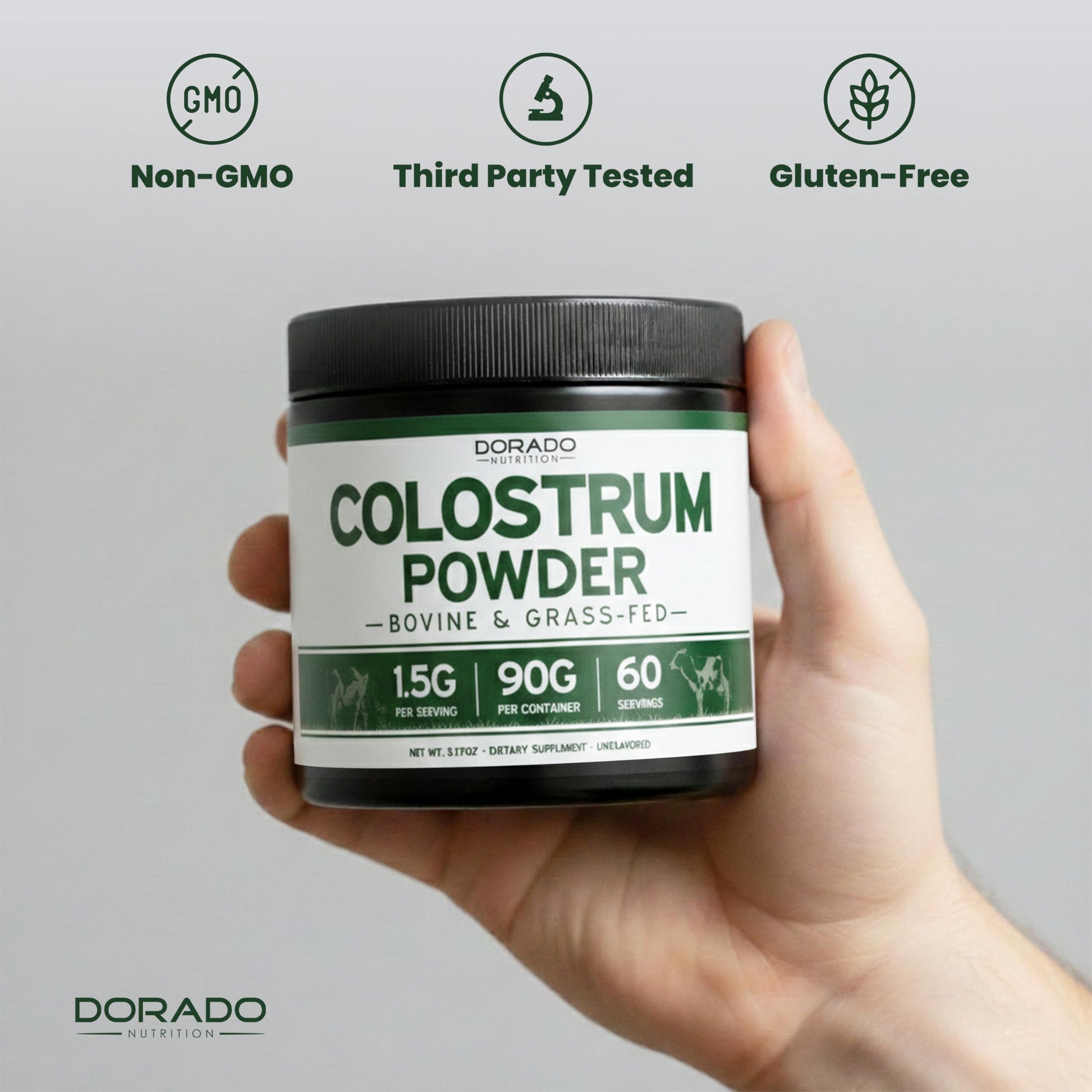 Colostrum Supplement Powder 90g (60 Servings of 1.5g Pure Bovine Colostrum Std. to Contain 20% IgG Immunoglobulins) Grass Fed Powder - No Fillers, Third Party Tested, Unflavored & Non-GMO DORADO NUTRITION Au supplements