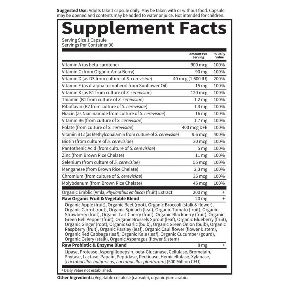 Garden of Life Vitamin Code Raw One for Men, Once Daily Multivitamin, 30 Capsules, One a Day Mens Vitamins Plus Fruit, Veggies & Probiotics Garden of Life Au supplements
