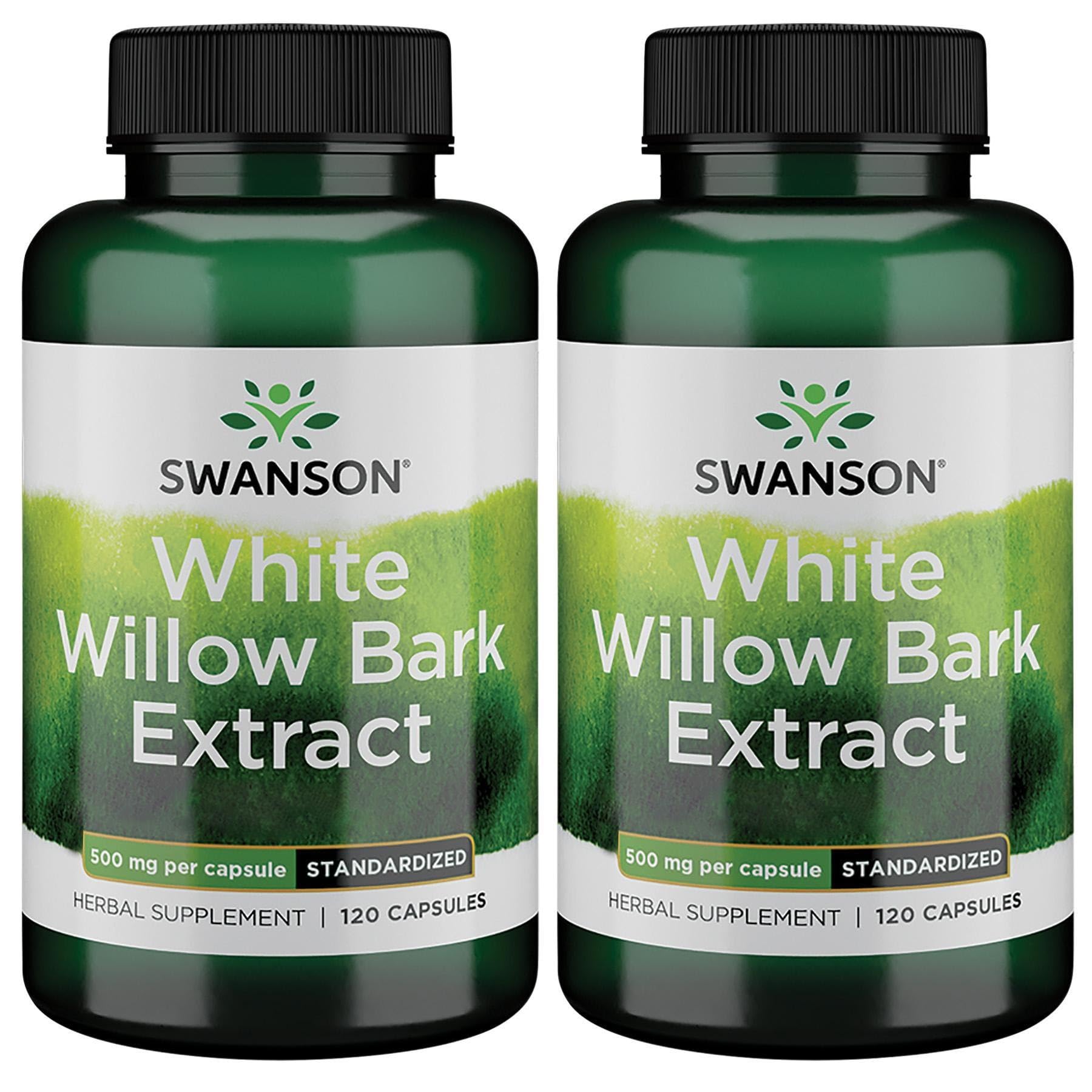 Swanson White Willow Bark Extract - Promotes Joint Support and Muscle Relief - Standardized to 15% Salicin - Natural Supplement with No Stomach Irritation - (120 Capsules, 500mg Each) (2 Pack) Swanson Au supplements