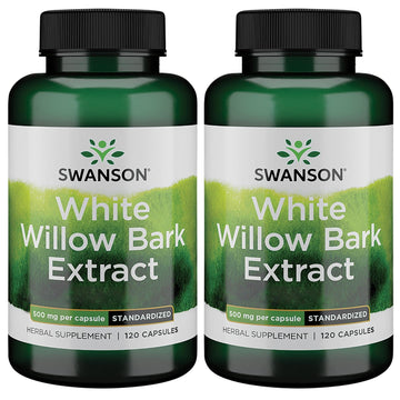 Swanson White Willow Bark Extract - Promotes Joint Support and Muscle Relief - Standardized to 15% Salicin - Natural Supplement with No Stomach Irritation - (120 Capsules, 500mg Each) (2 Pack) Swanson Au supplements