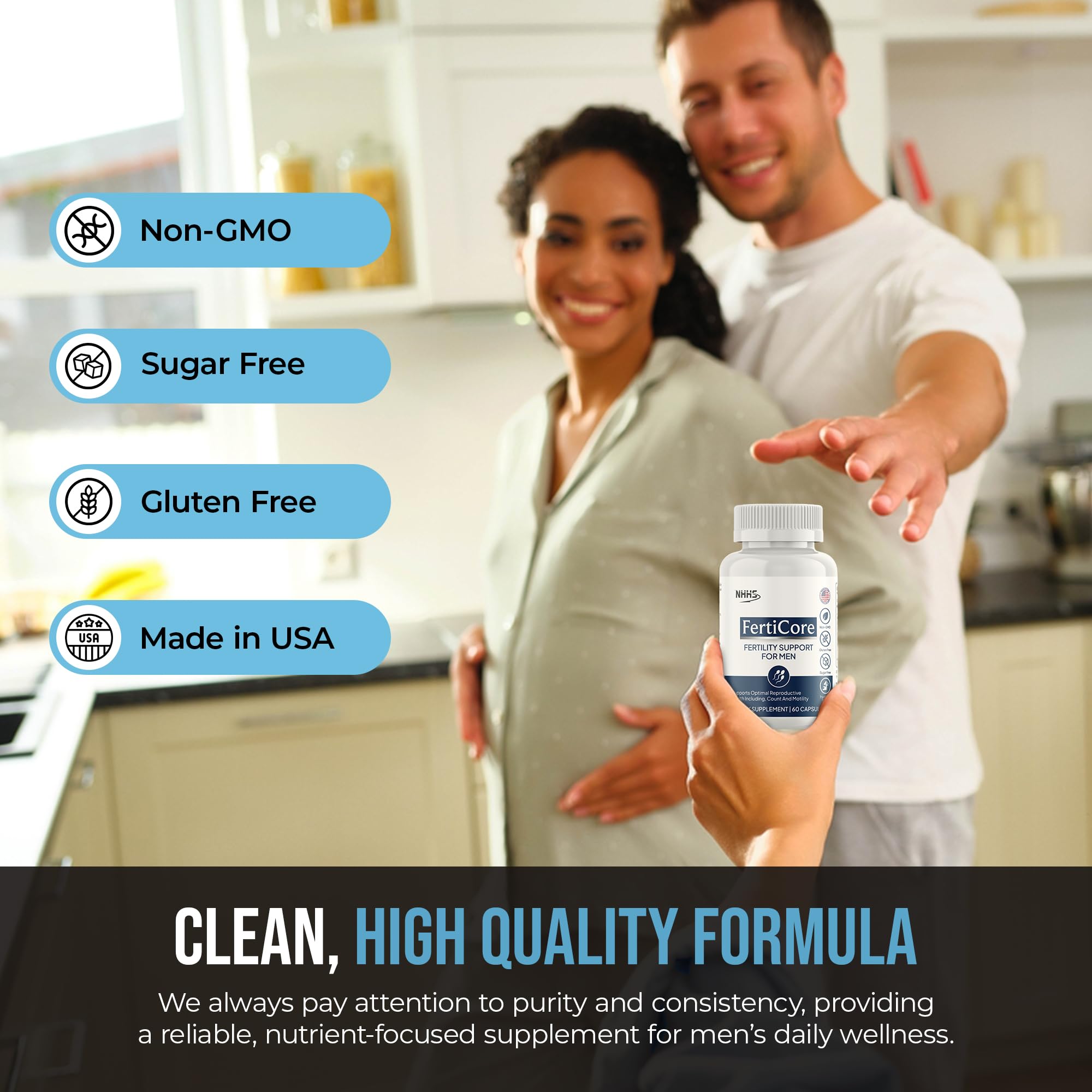 NHHS FertiCore – Men’s Fertility & Reproductive Wellness Supplement – Supports Sperm Health, Motility & Vitality – with Vitamins, Minerals, Amino Acids & Antioxidants – Made in USA, 60 Capsules NHHS Au supplements