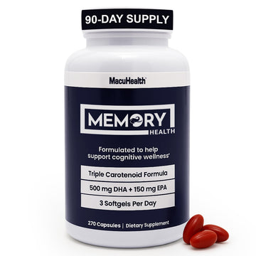 Memory Health Softgels with Omega-3, Carotenoids, and Vitamin E – Designed for Mental Focus, Energy, and Enhanced Clarity - (270 Softgels, 90 Days Supply) Macuhealth Au supplements