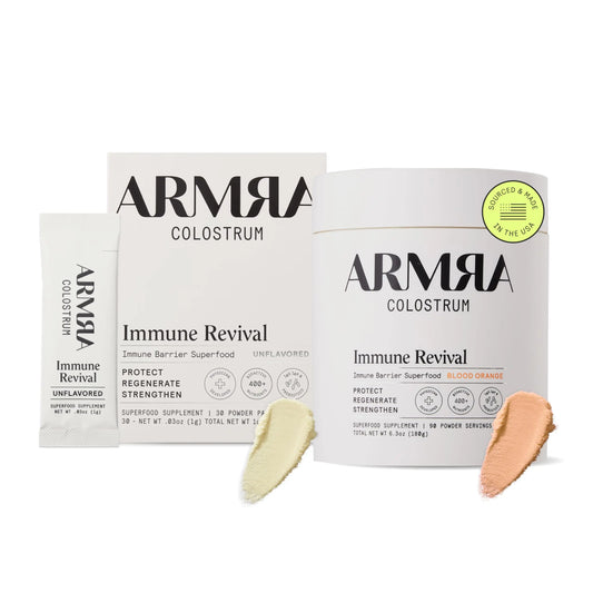 ARMRA Colostrum™ Premium Powder, Grass Fed, Gut Health Bloating Immunity Skin & Hair, Contains 400+ Bioactive Nutrients, Potent Bioavailable, Keto, Gluten & Fat Free (Unflavored 30｜Blood Orange 90) ARMRAAU supplements