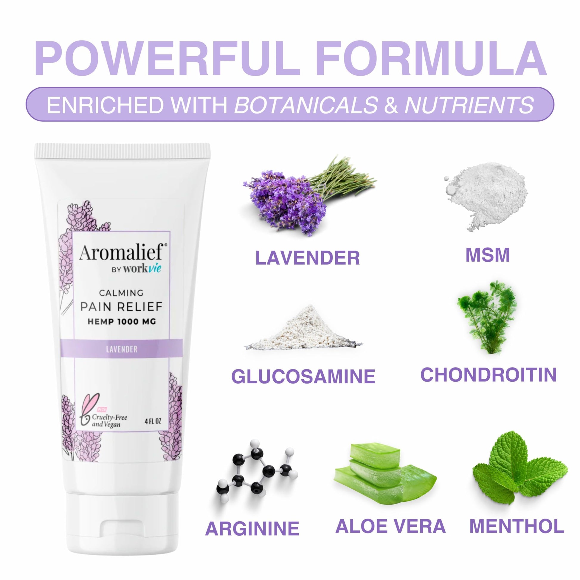 Hemp Cream with Lavender Aromatherapy - 1000MG Made in USA - Muscle & Joint Relief - Menthol, Glucosamine, Chondroitin MSM - Vegan Aromalief Au supplements