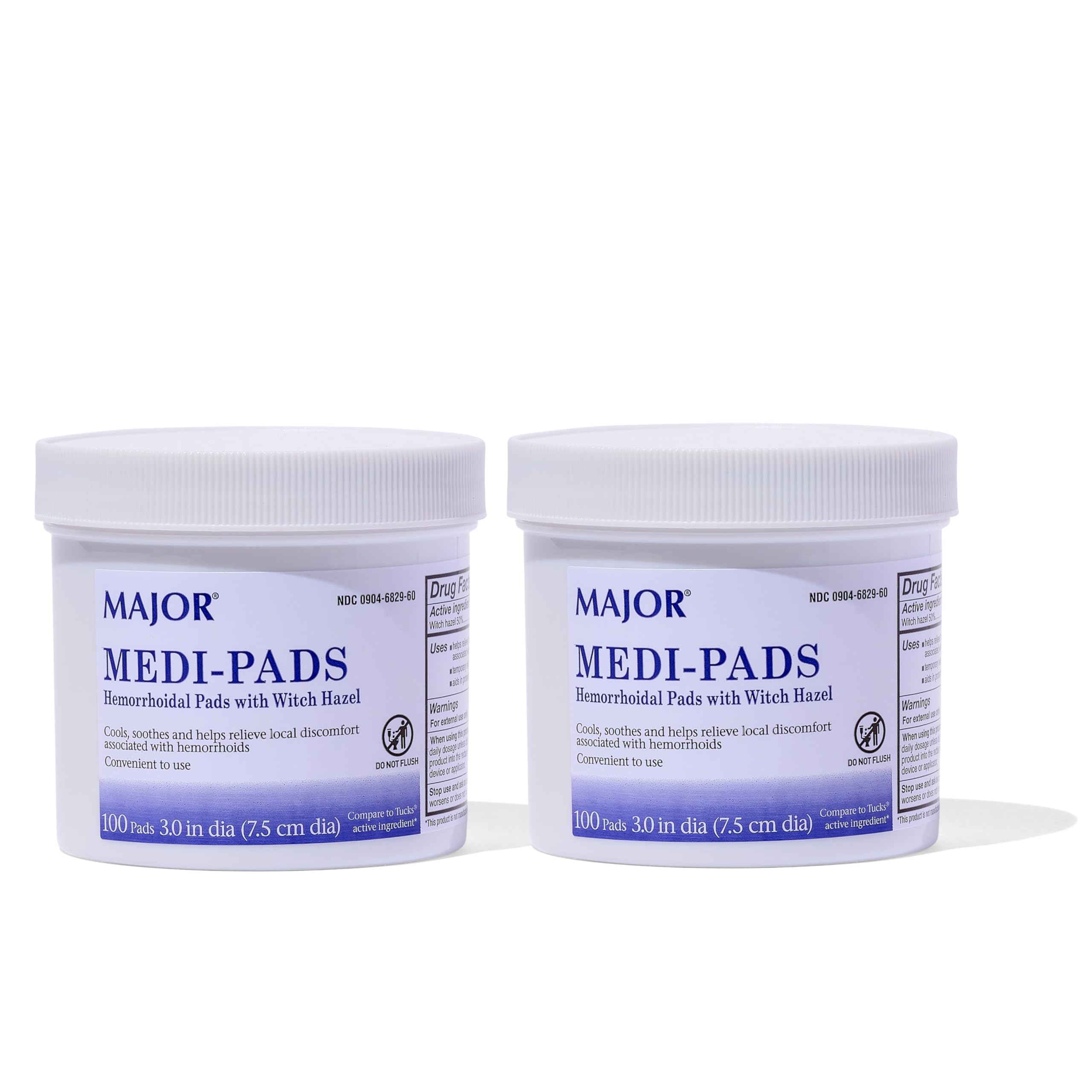 MAJOR Medi-Pads - Hemorrhoidal Hygienic Cleansing Witch Hazel Pads - Cooling Relief with Aloe - 100 Count Jar (2 Pack) MAJOR Au supplements