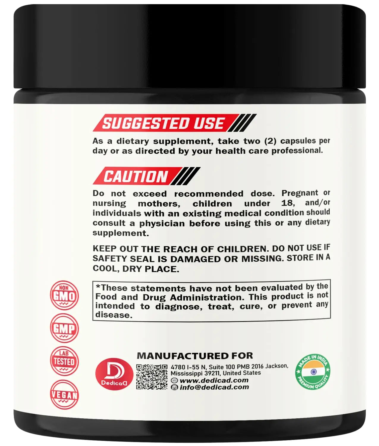 DEDICAD Wormwood Supplement - 120 Capsules Extracted from Black Walnut, Cloves, Turmeric, Apple, Berberine HCl & More - 11 Ingredients Combined for Immune System - 2-Month Supply DEDICAD Au supplements