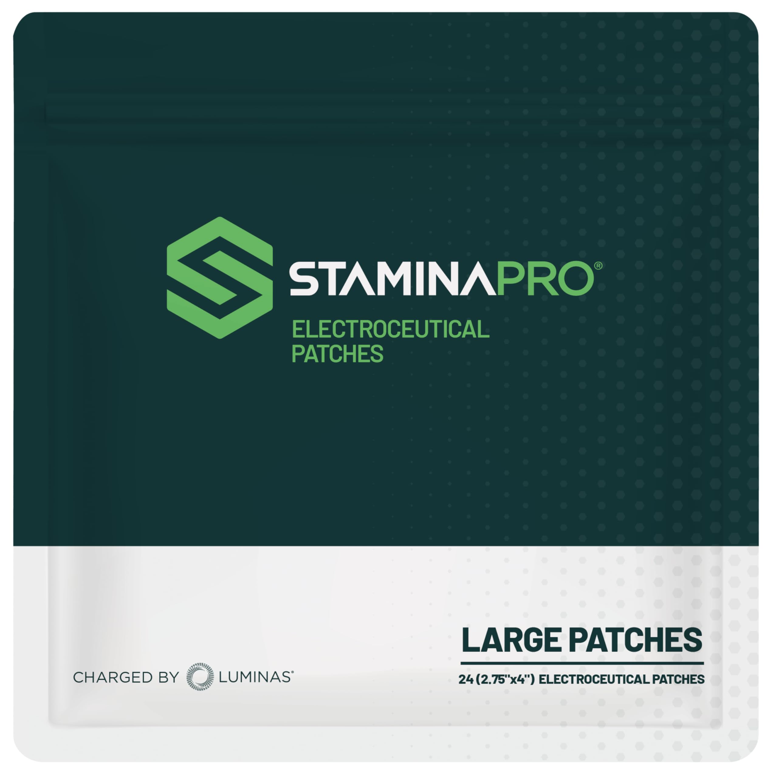 LUMINAS STAMINAPRO Patch - Water-Resistant Athletic Adhesive, Electroceutical Relief - Versatile Active Comfort, Long Lasting - Back, Joints, Knees, Hamstrings - 24 Pack (Large Tan Patches) LUMINAS Au supplements