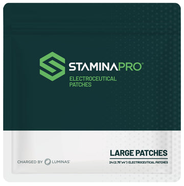 LUMINAS STAMINAPRO Patch - Water-Resistant Athletic Adhesive, Electroceutical Relief - Versatile Active Comfort, Long Lasting - Back, Joints, Knees, Hamstrings - 24 Pack (Large Tan Patches) LUMINAS Au supplements