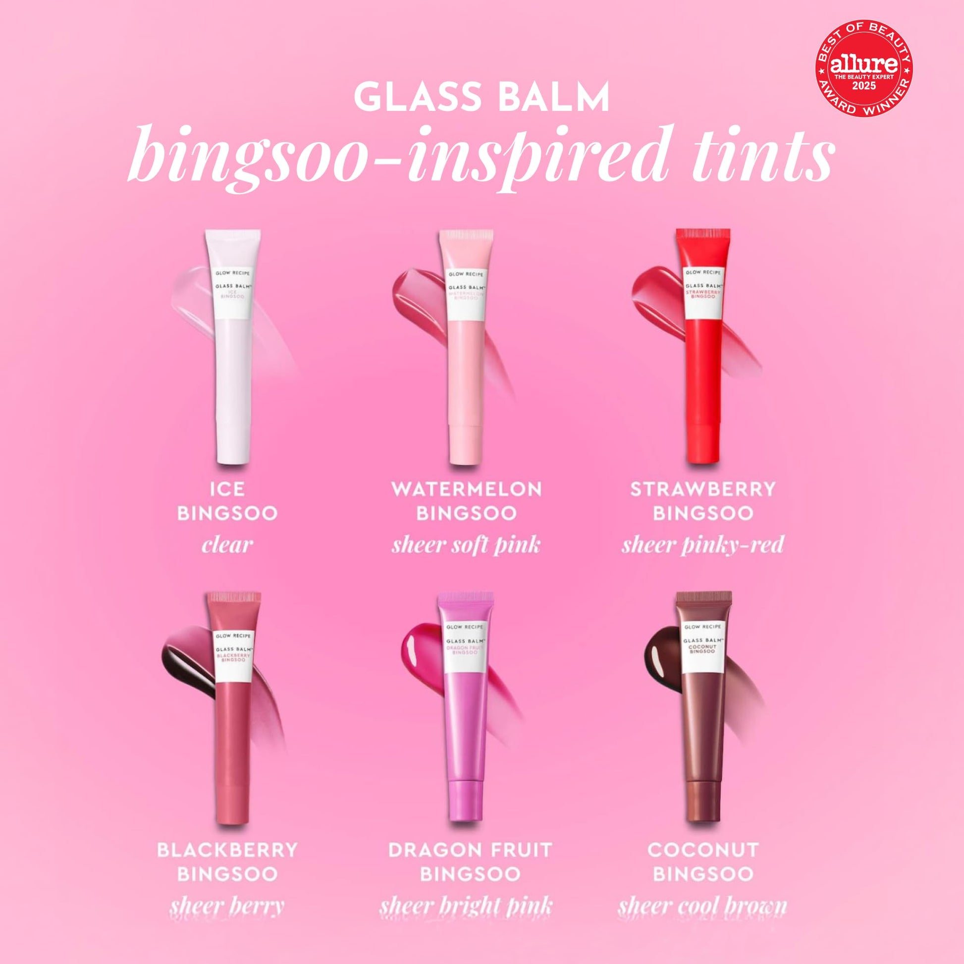 Glow Recipe Glass Balm Lip Treatment - 12Hr Hydrating Lip Balm & Moisturizer with Hyaluronic Acid to Smooth, Plump & Protect from Dryness - Sheer Pinky Red Tint, Strawberry Bingsoo (15 ml) Glow Recipe Au supplements