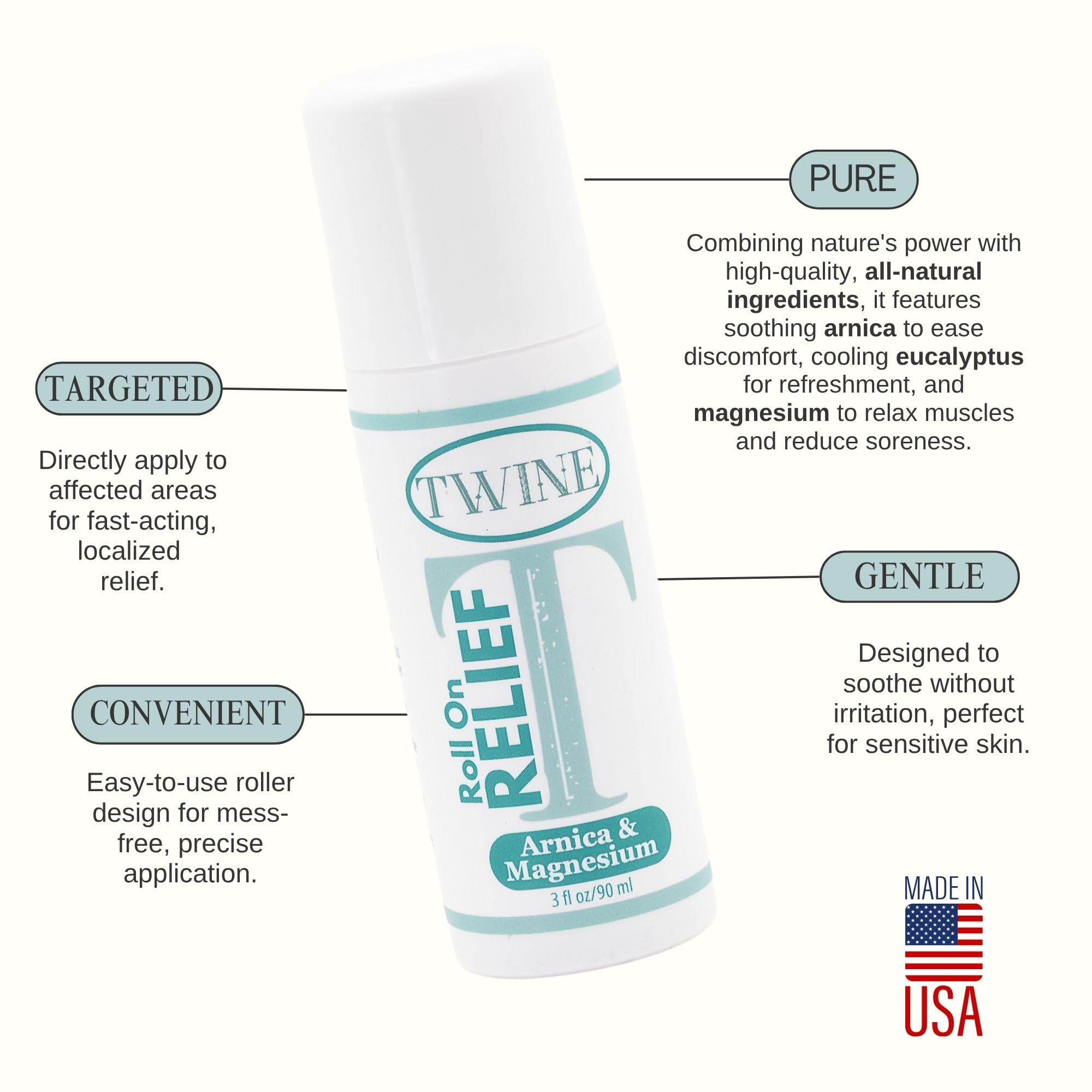 TWINE All-Natural Muscle Relief Roller with Arnica, Camphor & Eucalyptus – 90ml TWINE Au supplements