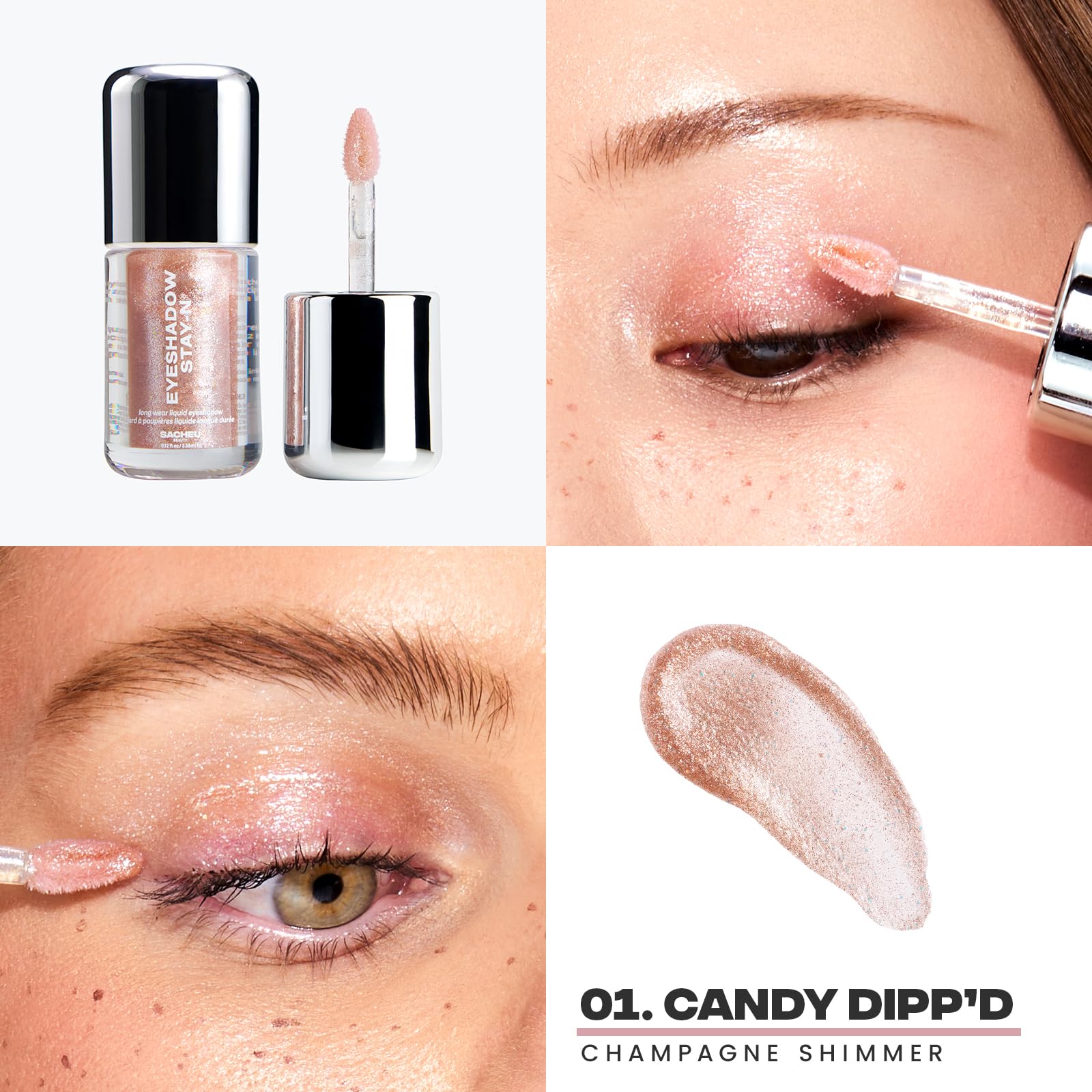 Sacheu Liquid Eyeshadow STAY-N Longwear Eye Makeup — Buildable Highly Pigmented & Blendable Eye Shadow Cream in Matte & Shimmer Finishes, Candy Dipp’d Sacheu Au supplements