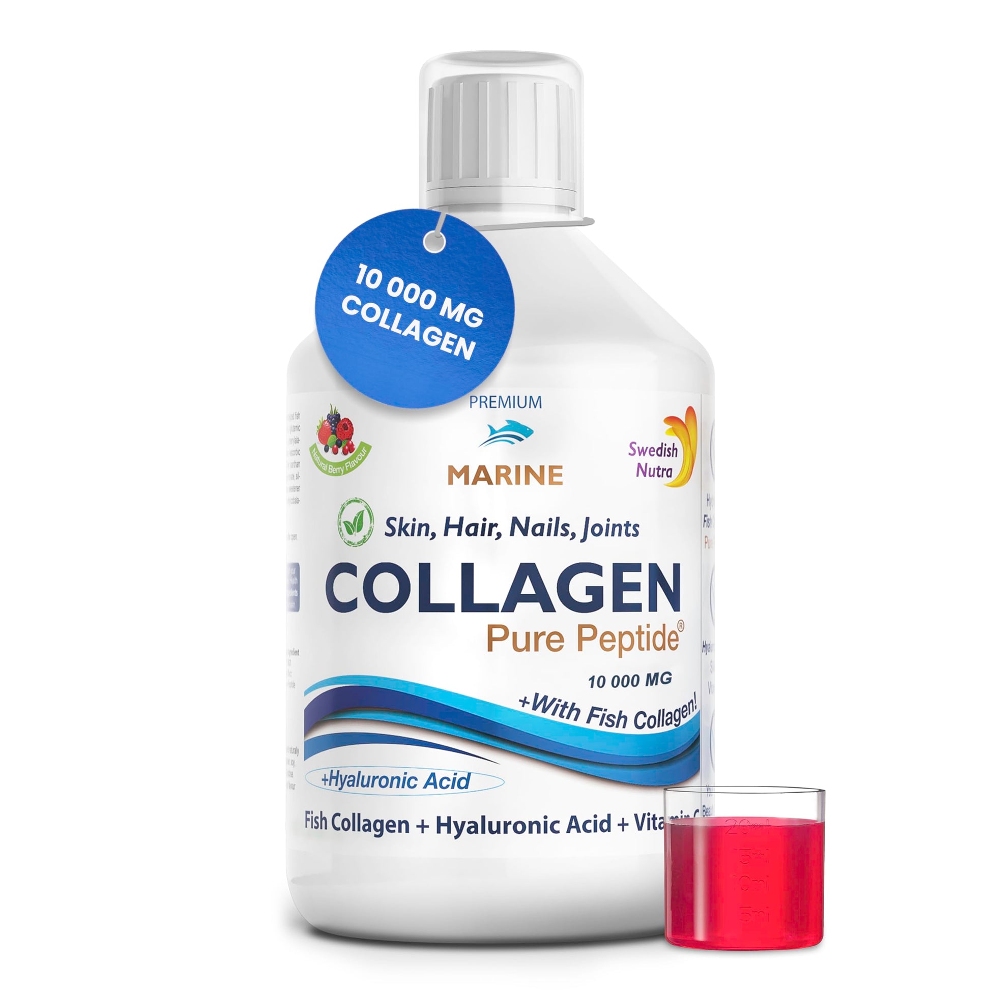 Marine Liquid Collagen 10000mg 500 ml I Pure Hydrolyzed Collagen Peptides Swedish Nutra Au supplements