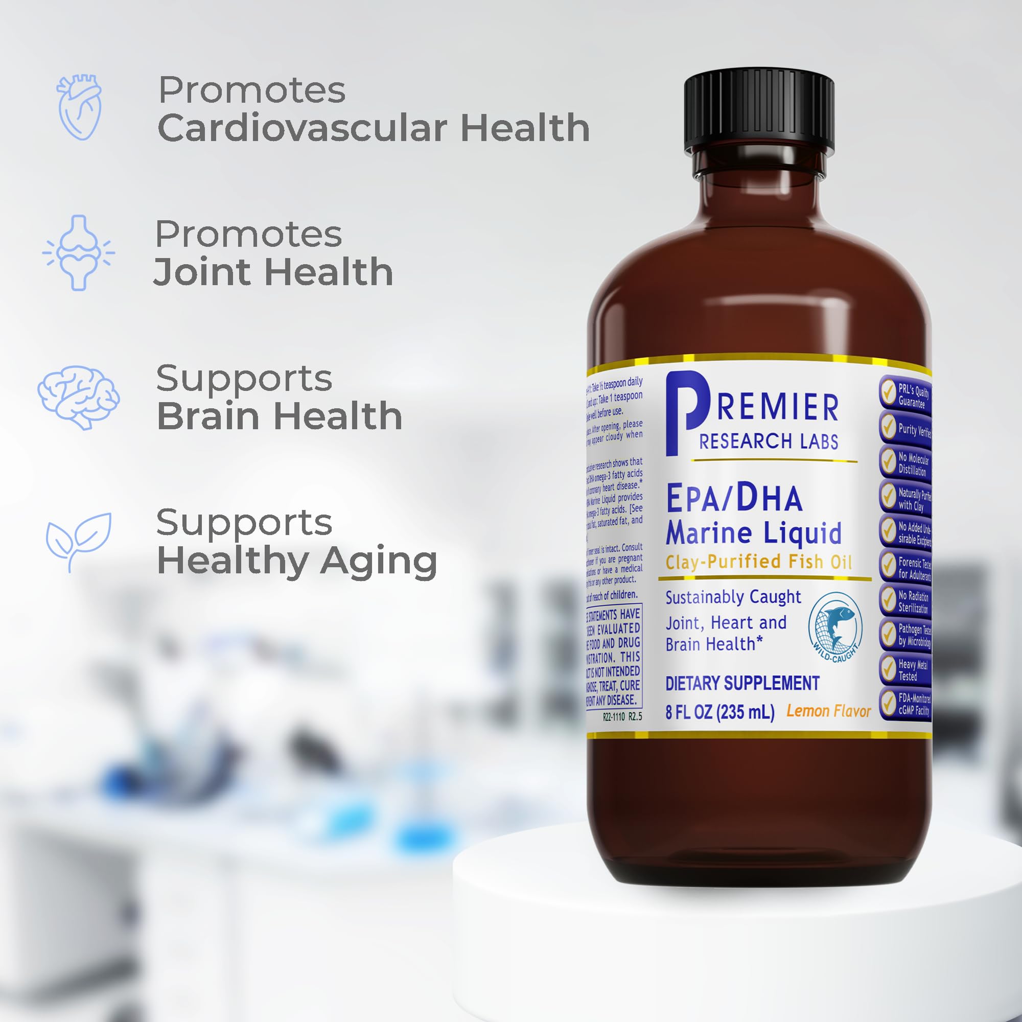 Premier Research Labs EPA/DHA Marine Liquid - Omega 3 Fish Oil Liquid, Omega 3 Liquid Fish Oil Supplement for Adults, Joint, Heart, & Brain Health Support - 8 Fl Oz Bottle Premier Research Labs Au supplements
