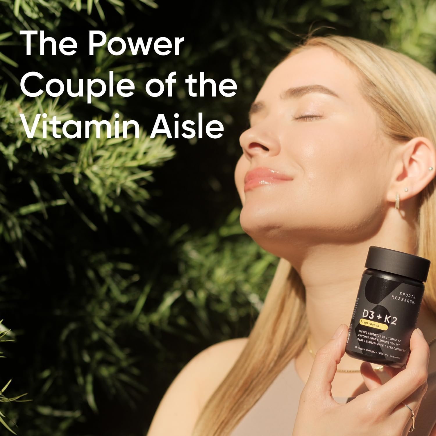 Sports Research Vegan Vitamin D3 + K2 Supplement with Organic Coconut Oil - 5000iu Sports Research Au supplements
