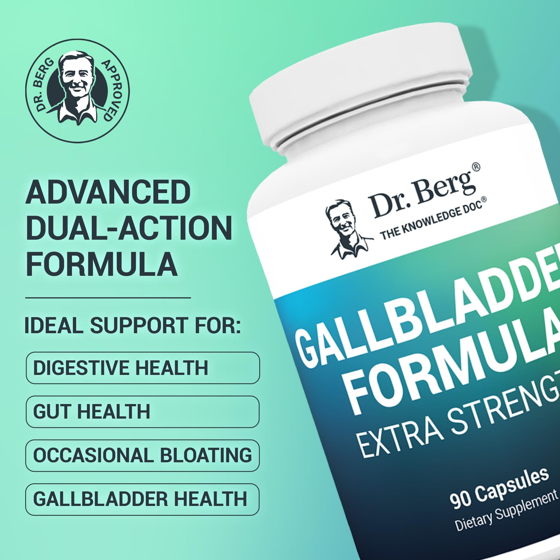 Dr. Berg Gallbladder Formula Extra Strength - with Ox Bile Powder and Conjugated Bile Acid - Digestive Enzymes Proprietary Blend - Full 45-Day Supply - 90 Vegetable Capsules Dr. Berg Nutritionals Au supplements