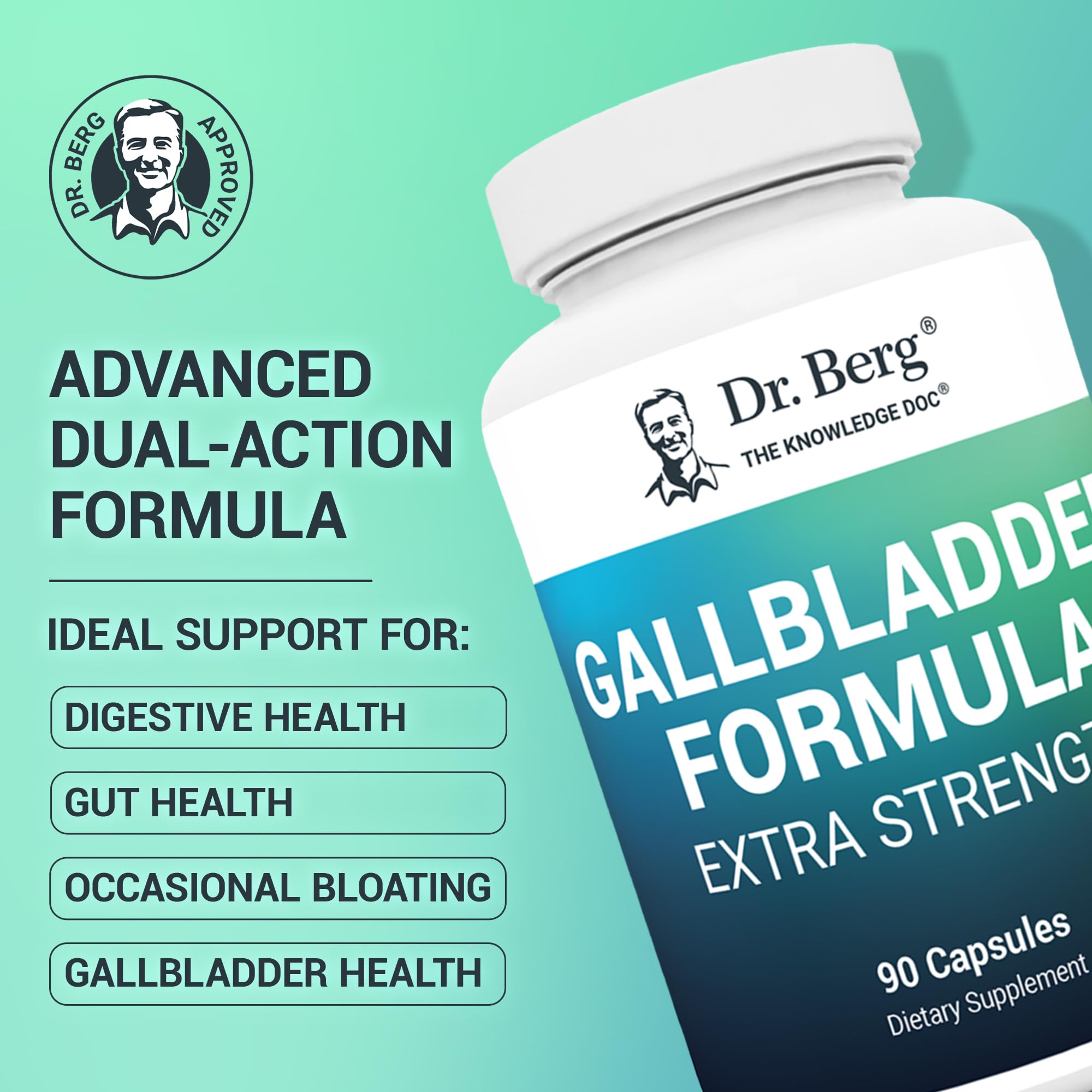 Dr. Berg Gallbladder Formula Extra Strength - with Ox Bile Powder and Conjugated Bile Acid - Digestive Enzymes Proprietary Blend - Full 45-Day Supply - 90 Vegetable Capsules Dr. Berg Nutritionals Au supplements