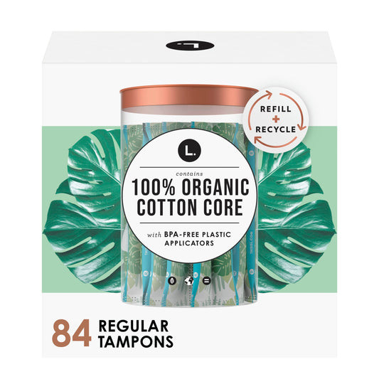 L. Organic Cotton Tampons - Regular 42 Count x 2 Packs (84 Count Total) (Packaging May Vary) L.US supplements