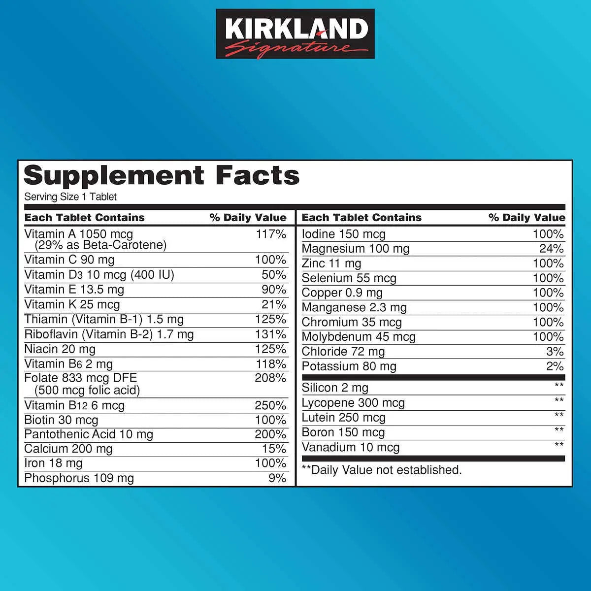 Kirkland Signature Daily Multi, 500 Tablets (2 Pack) KIRKLAND Au supplements