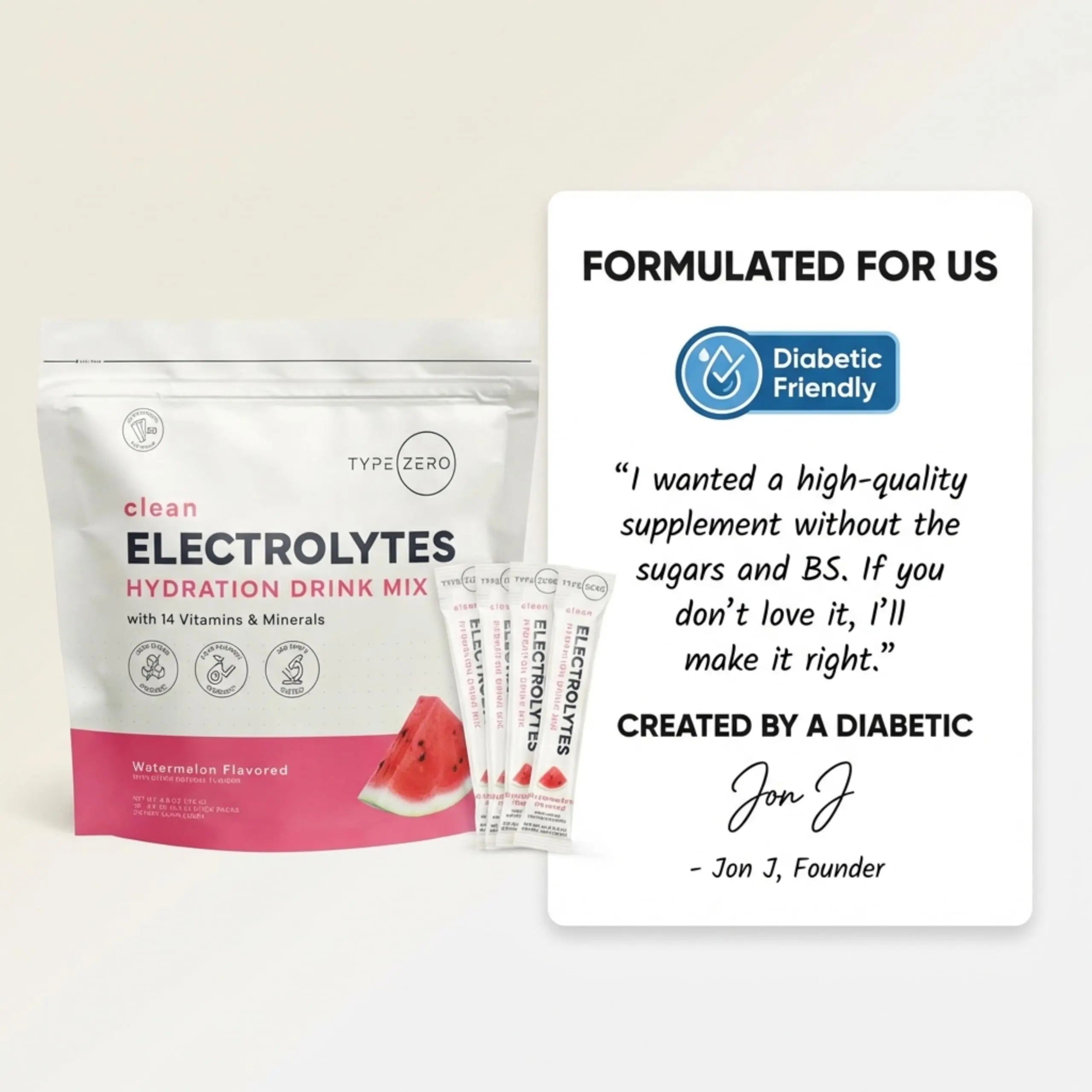 Type Zero Sugar Free Electrolytes Powder Packets + Clean Hydration Powder Stick Packs with 14 Vitamins and Minerals - Watermelon Flavor, 30 Servings Type Zero Au supplements