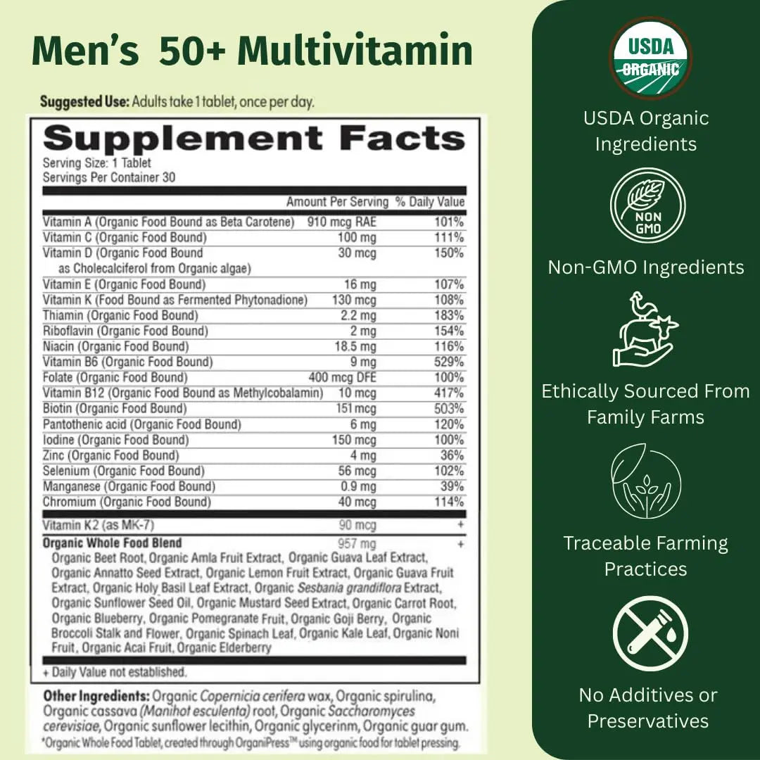 EarthFirst Organic Women's & Men's 50+ Once Daily Multi Bundle,19 Vitamins from Herbs & Superfoods, 30 Count EarthFirst Organic Au supplements