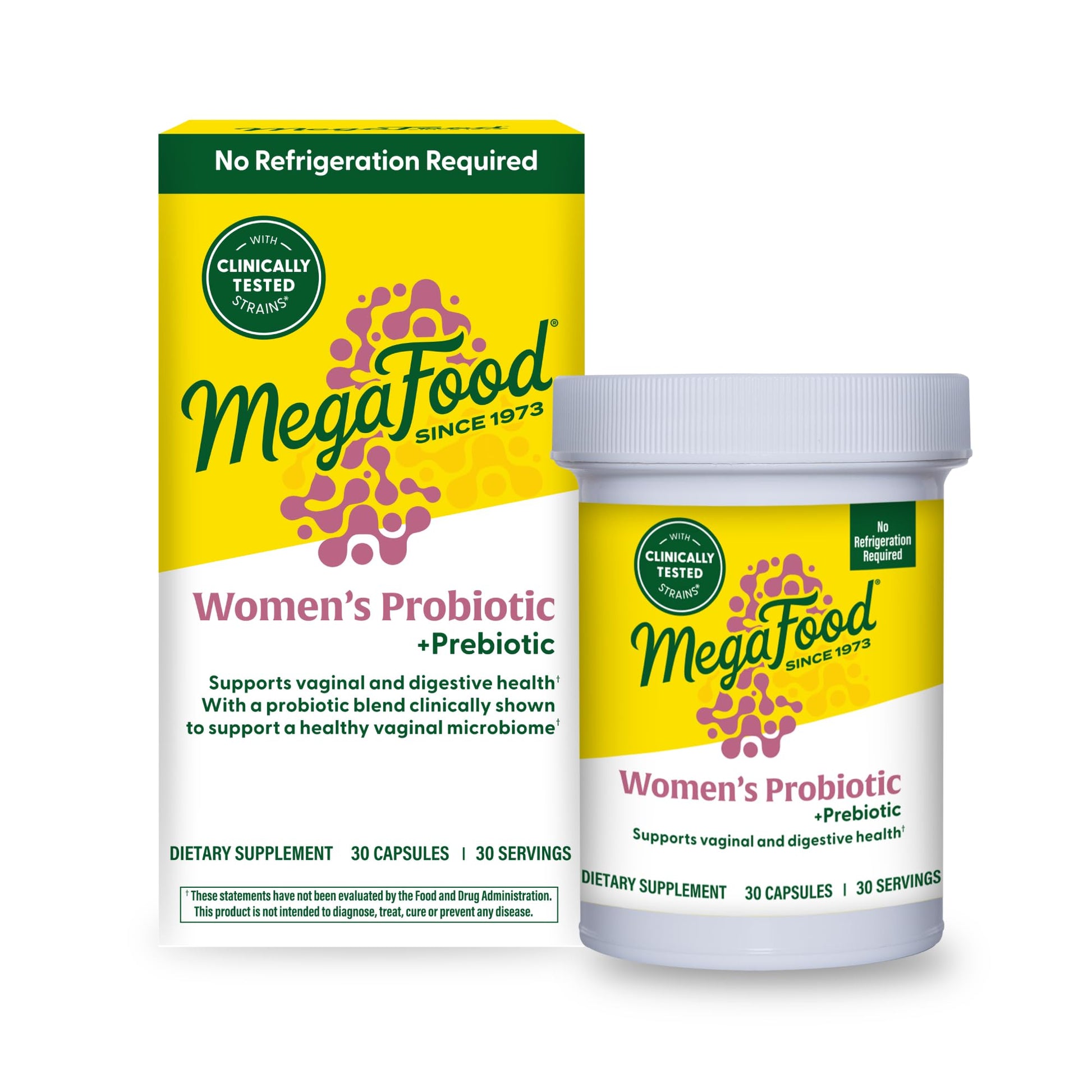 MegaFood Womens Probiotic + Prebiotic - Gluten-Free Prebiotics and Probiotics for Women, Supports Digestive Health & Regularity, Vaginal Probiotics for Healthy pH Levels, Vegetarian - 30 Capsules MegaFood Au supplements