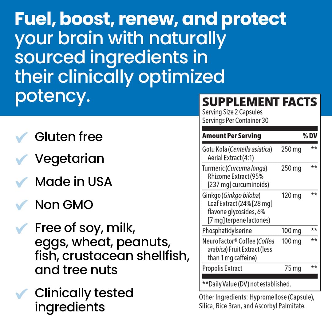 NeuroQ Memory & Focus | Formulated by Neurologist Dr. Dale Bredesen | Addresses All 4 Causes of Cognitive Decline | Ginkgo Biloba, Phosphatidylserine, Gotu Kola,