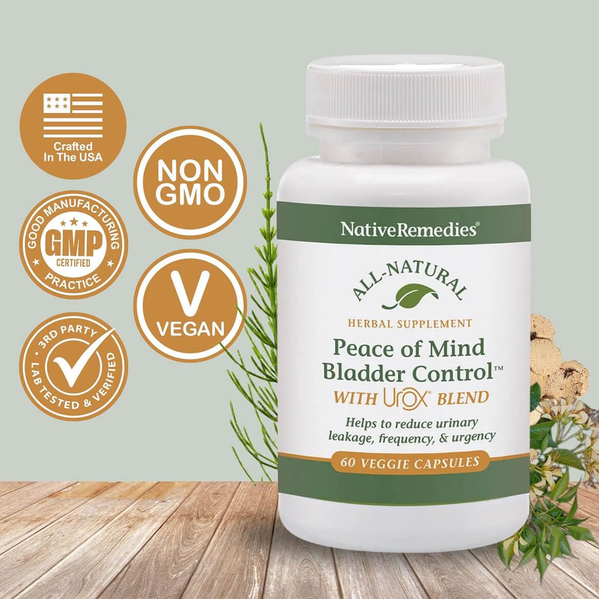 Native Remedies Bladder Control Supplements - Peace of Mind with Urox - Bladder Support for Women & Men, for Overactive Bladders Health - Reduce Nighttime Urination - Non-GMO Vegan Capsules (60 Count) Native Remedies Au supplements