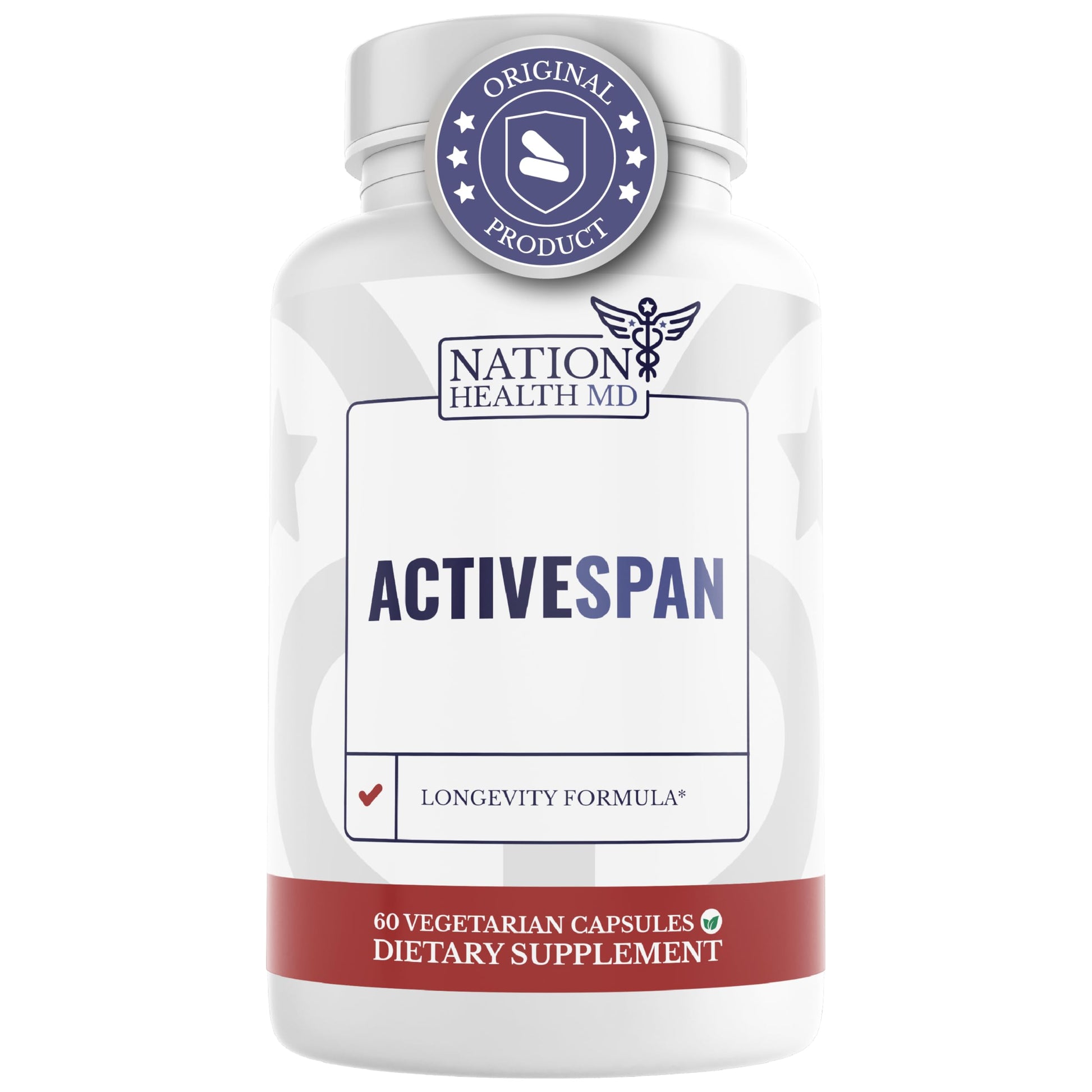 NATION HEALTH MD ActiveSpan - Longevity Supplement for Anti Aging - with Ashwagandha Extract, Astragalus, Cat's Claw, Ceylon Cinnamon, L-Lysine, L-Glutamine & More - 60 Capsules NATION HEALTH MD Au supplements