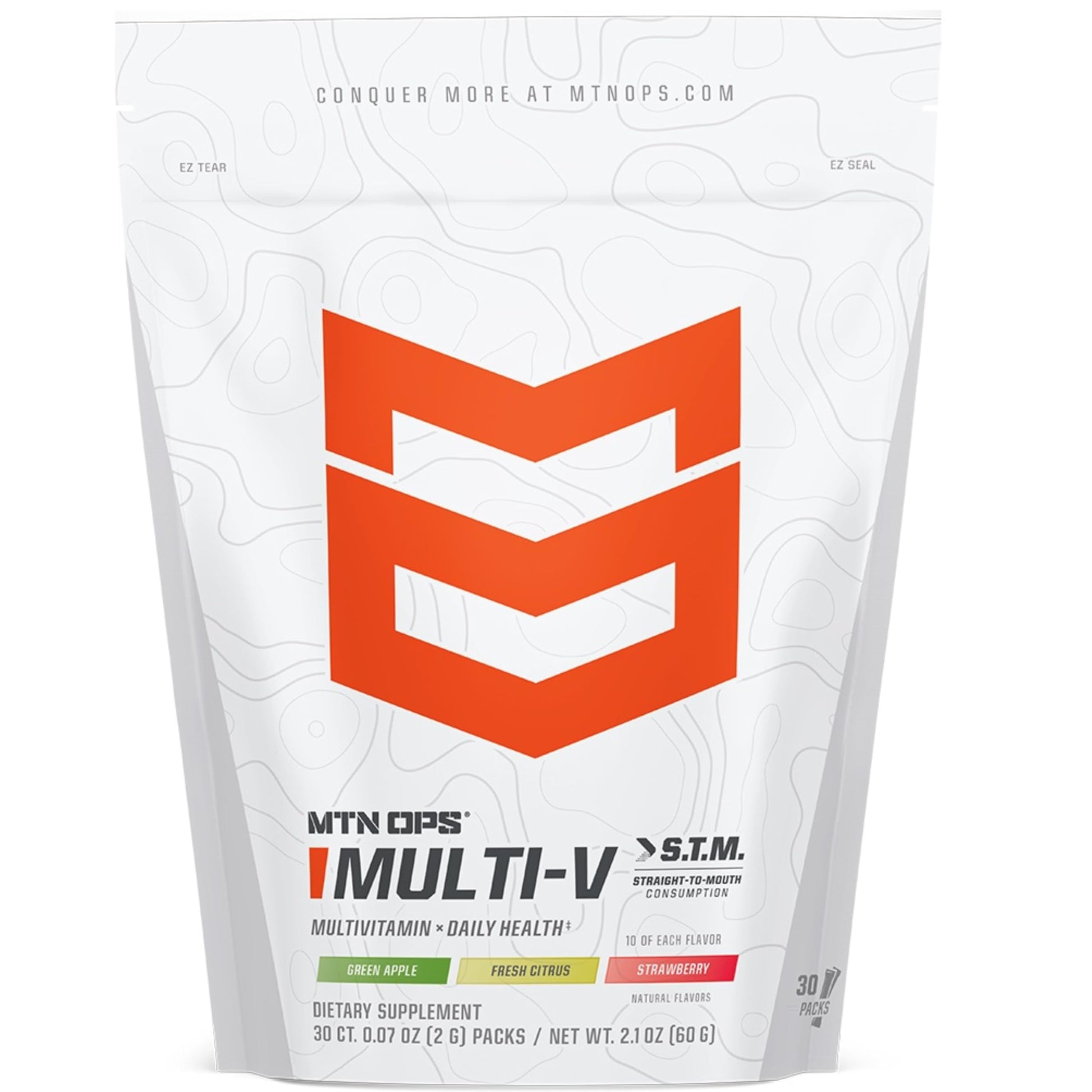 MTN OPS Multi‑V STM On‑the‑Go Daily Multivitamin for Men, Women & Kids – Straight‑to‑Mouth Vitamin C D3 B Zinc Packs – Gluten Free, Natural Flavors, 30 Servings MTN OPS Au supplements